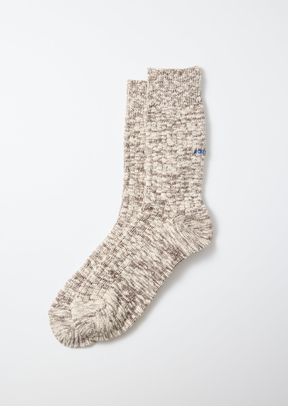 Organic Cotton Slub Crew Socks - Dark Brown