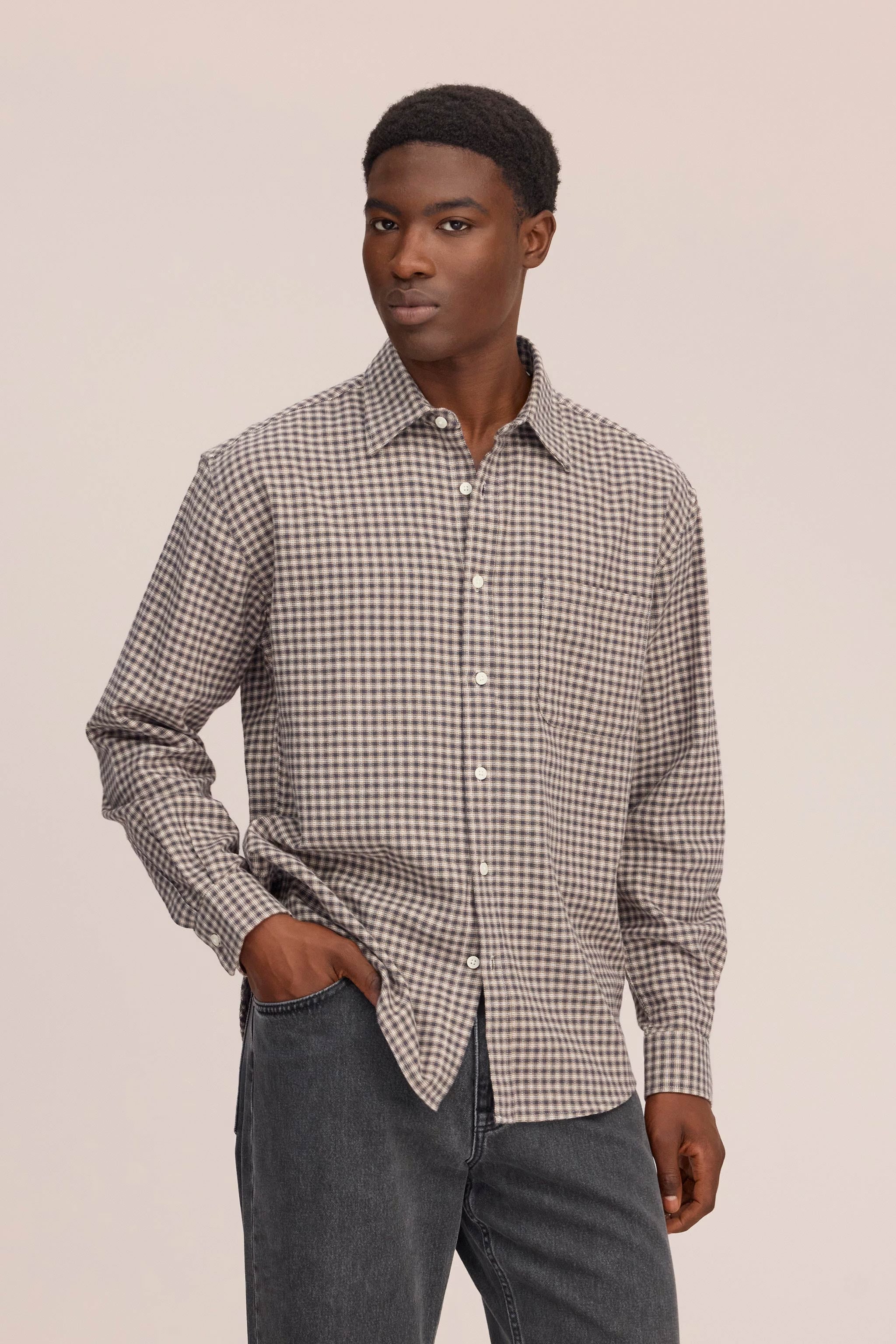 Deon - Casual Flannel Shirt - Sand Check