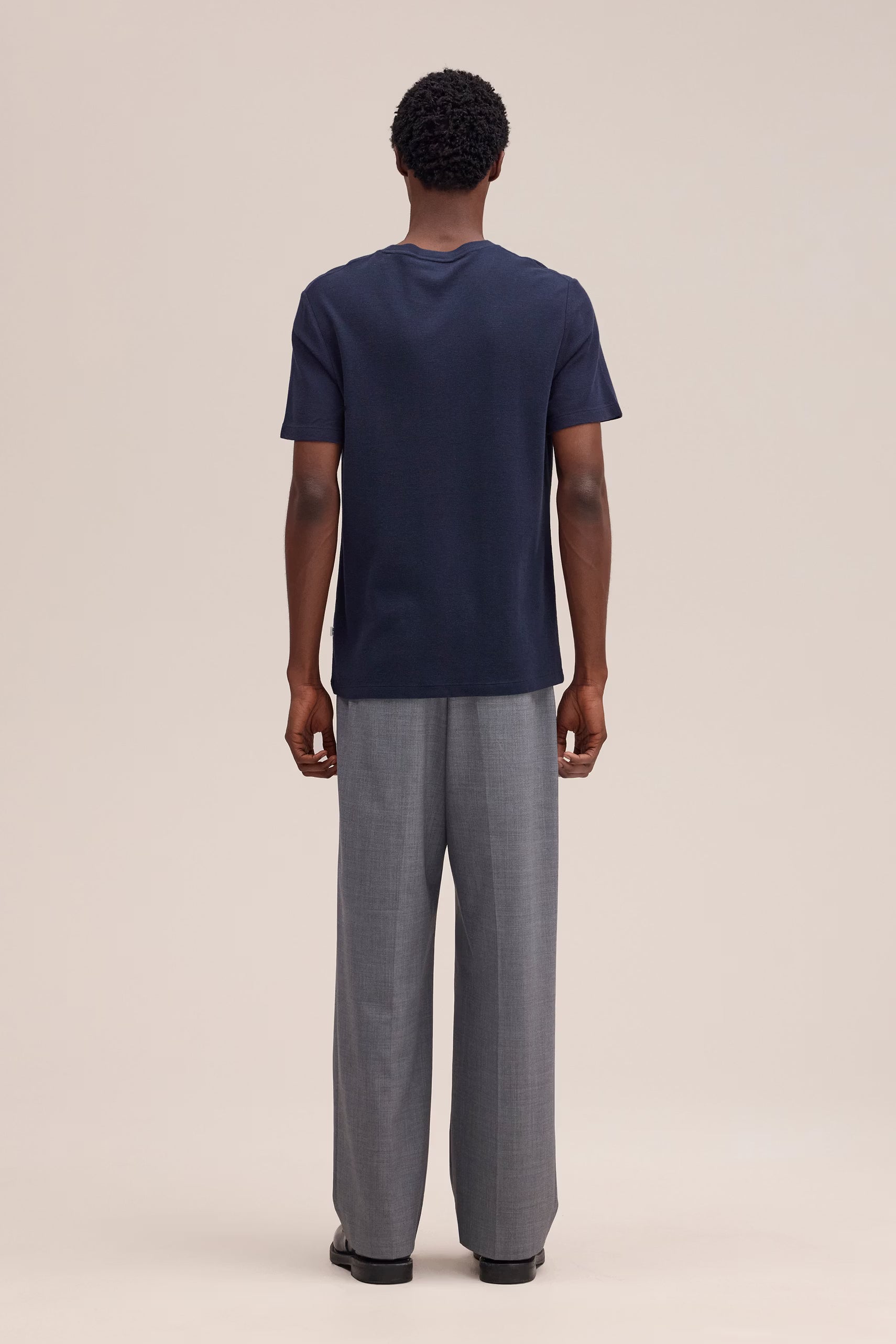 Clive Waffle Knit Tee - Navy Blue