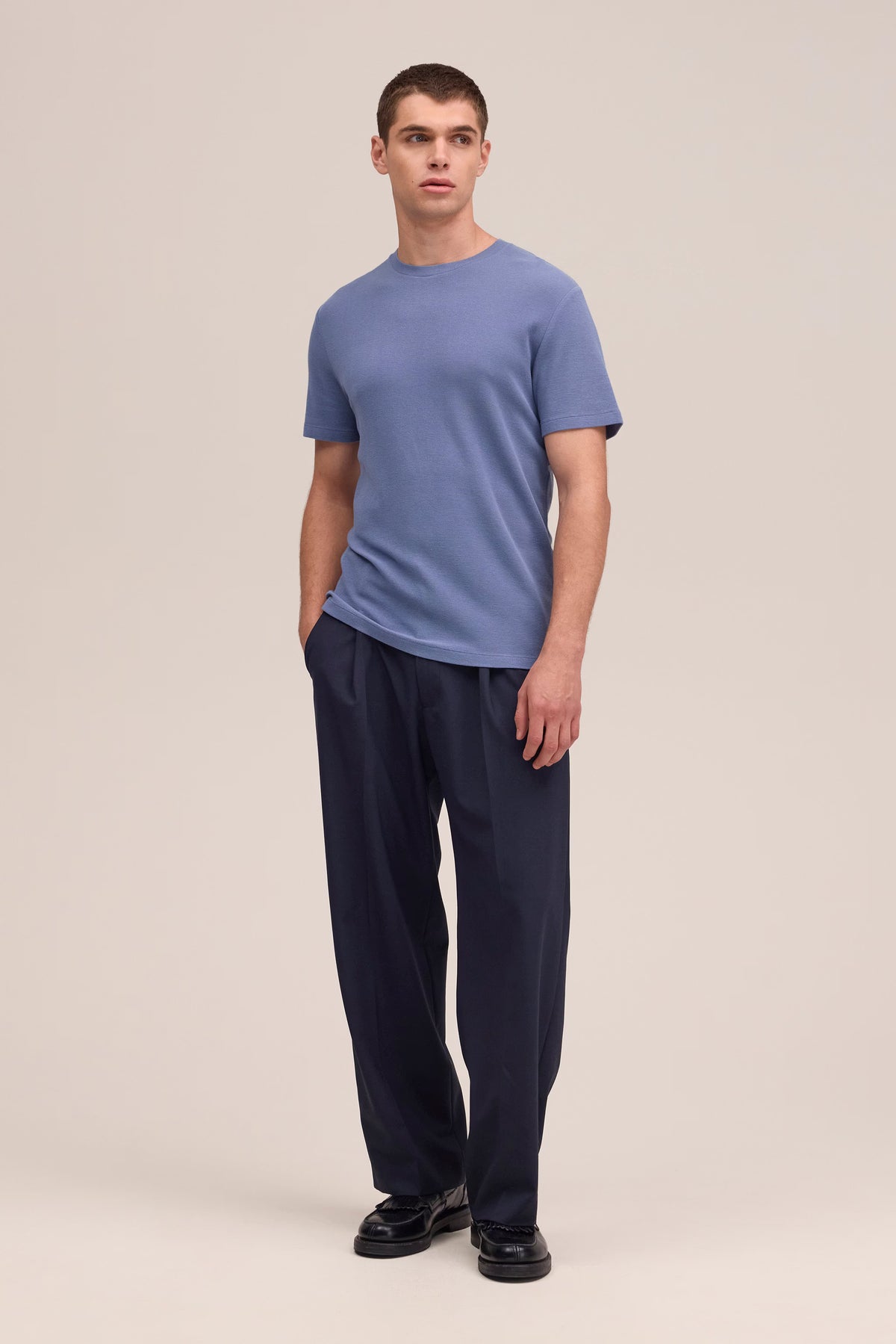 Clive - Waffle Knit Tee - Stone Blue – FORE & WHARF
