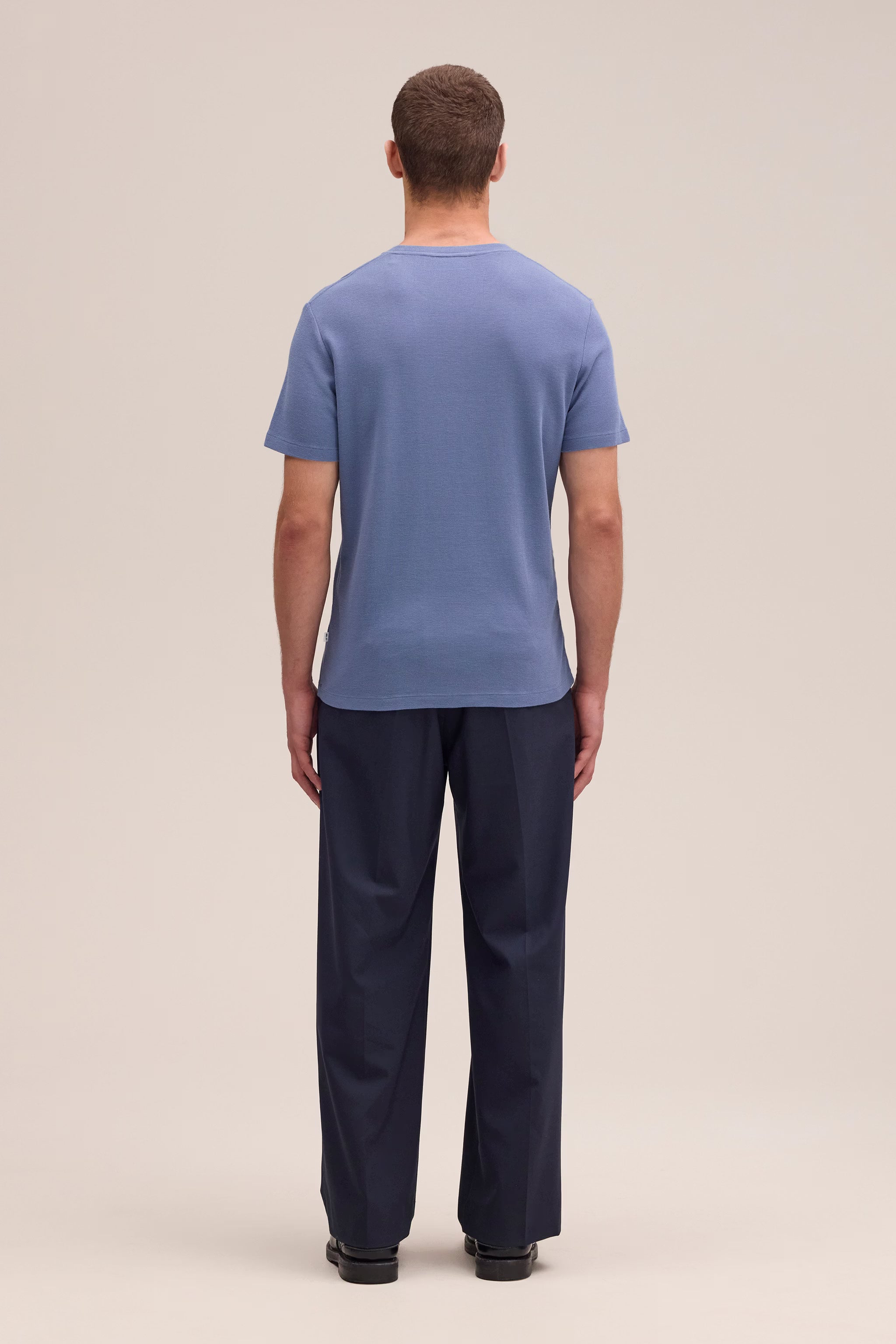 Clive - Waffle Knit Tee - Stone Blue