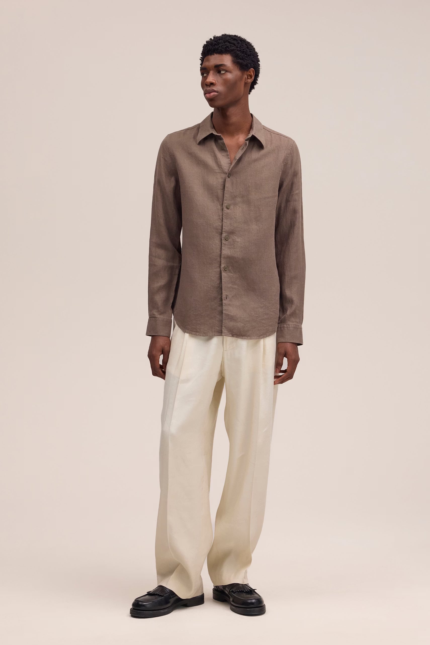 Enzo Classic Collar Linen Shirt - Mable Husk