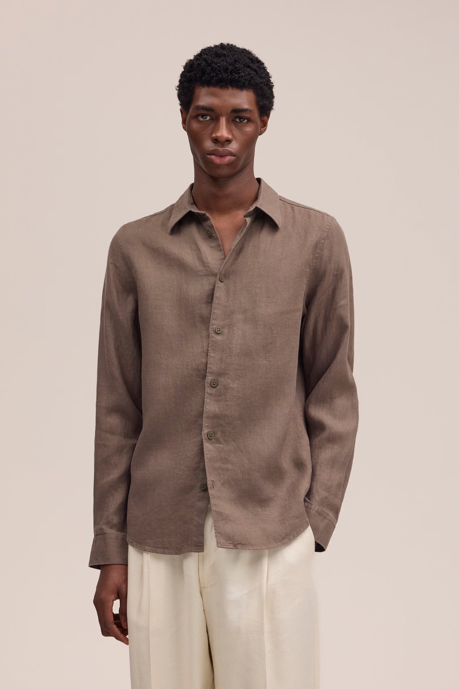 Enzo Classic Collar Linen Shirt - Mable Husk
