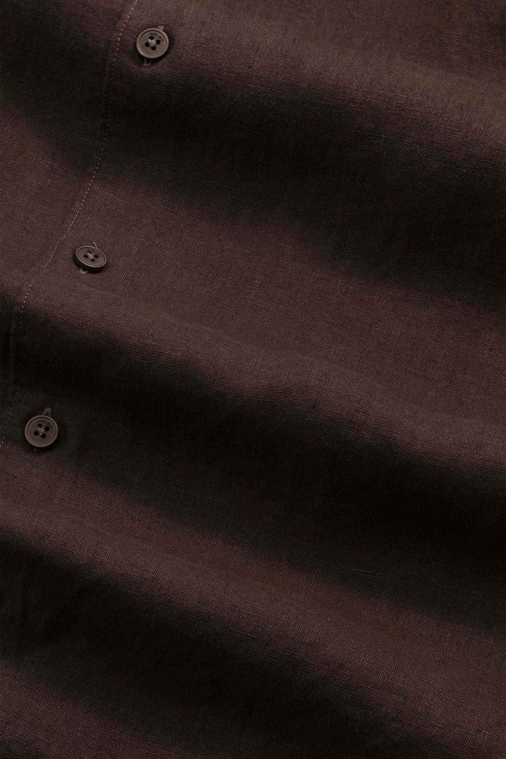 Enzo Classic Collar Linen Shirt - Deep Truffle