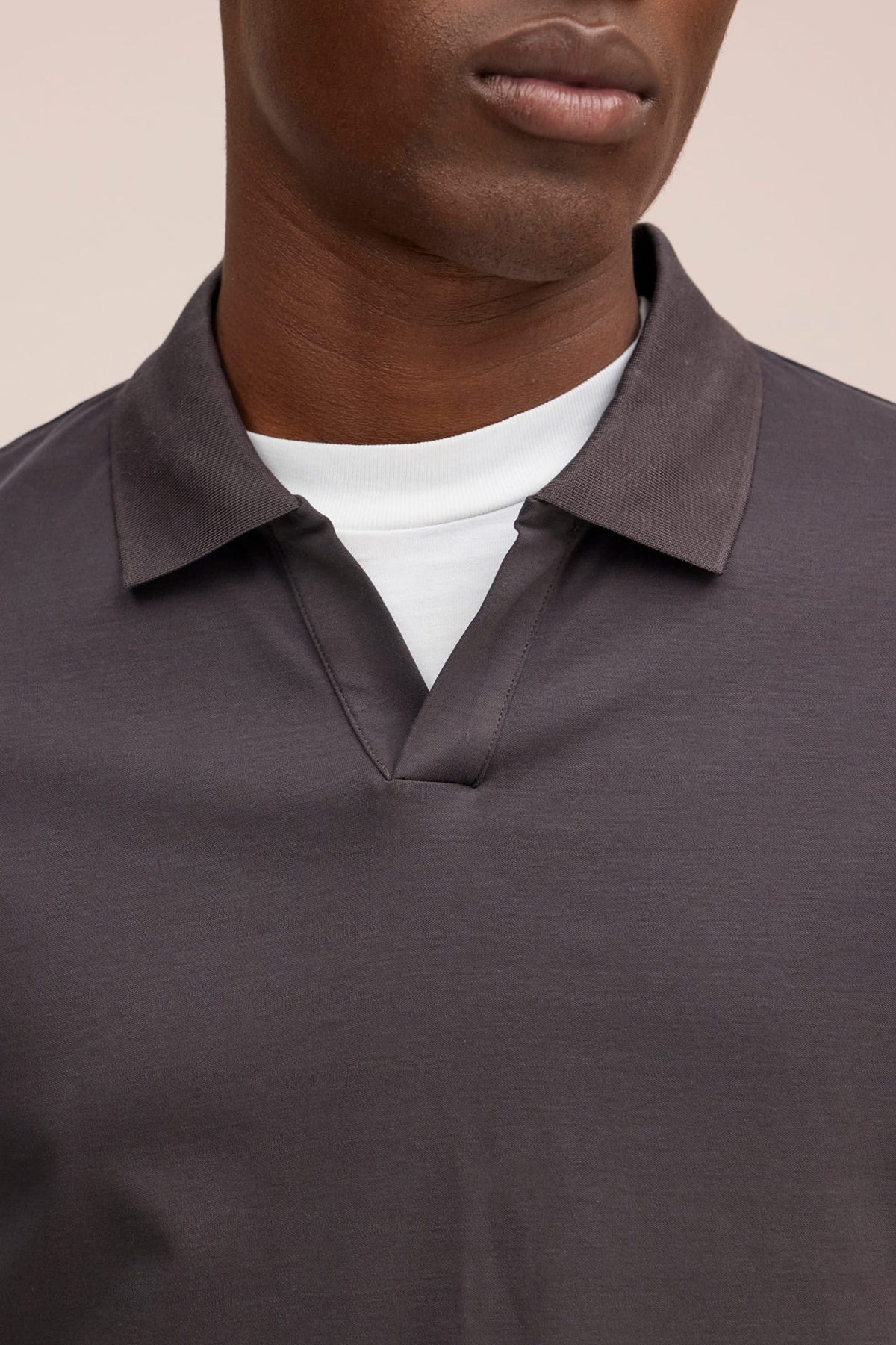 Paul - Open Collar Organic Cotton Polo - Deep Truffle