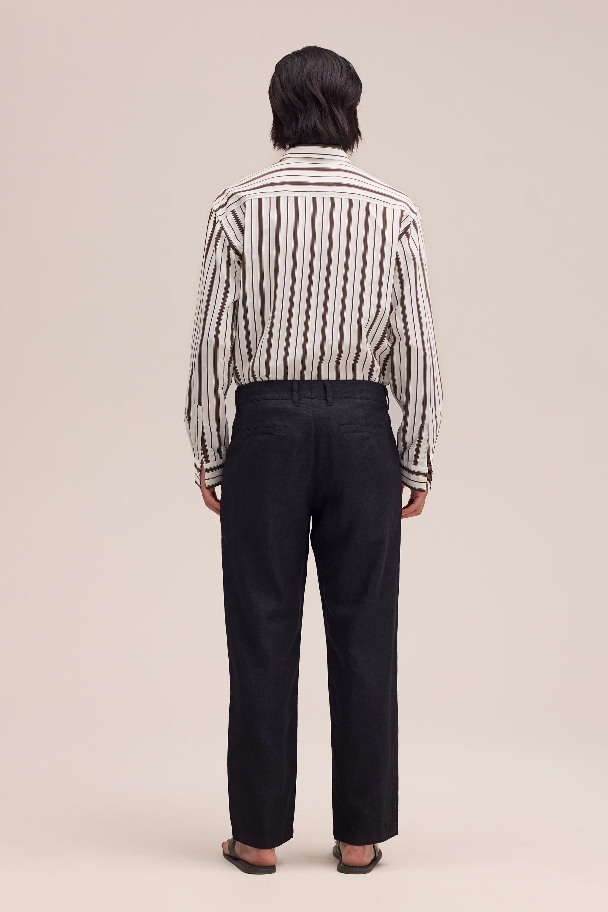 Aden - Straight Leg Linen Regular Fit Pant - Black