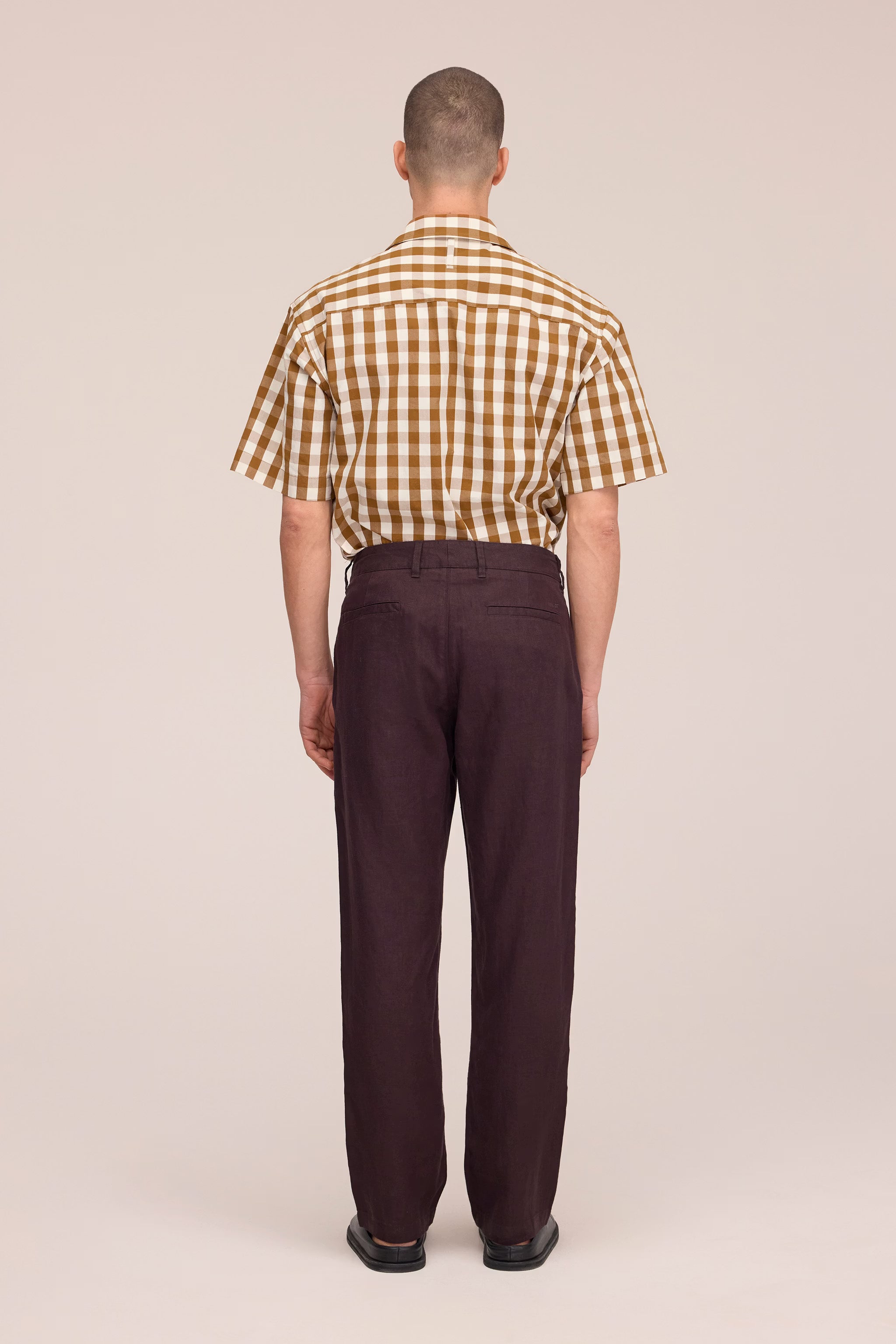 Aden - Straight Leg Linen Regular Fit Pant - Dusky Port