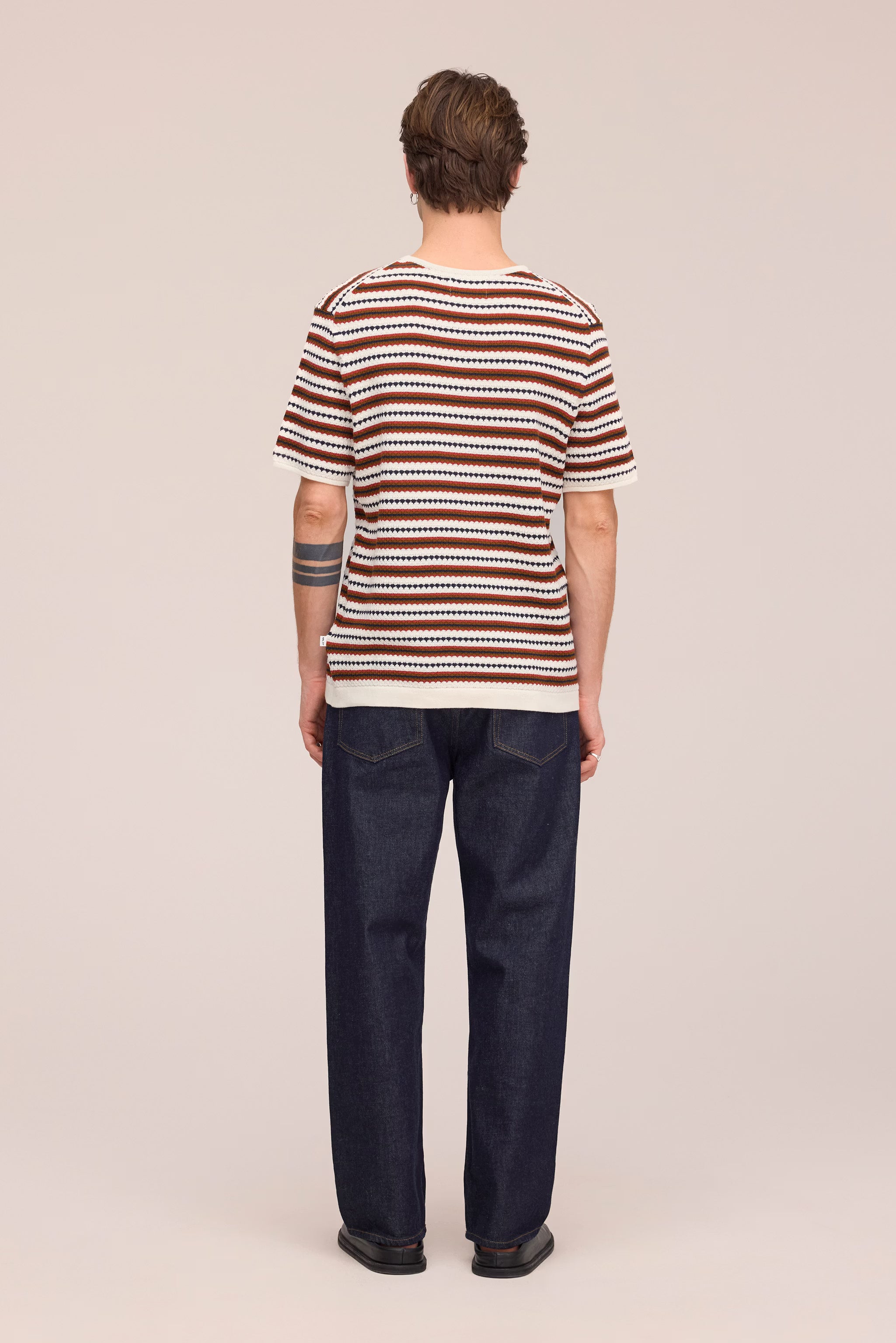 Bari - Textured Stitch Tee - Ivory Multi