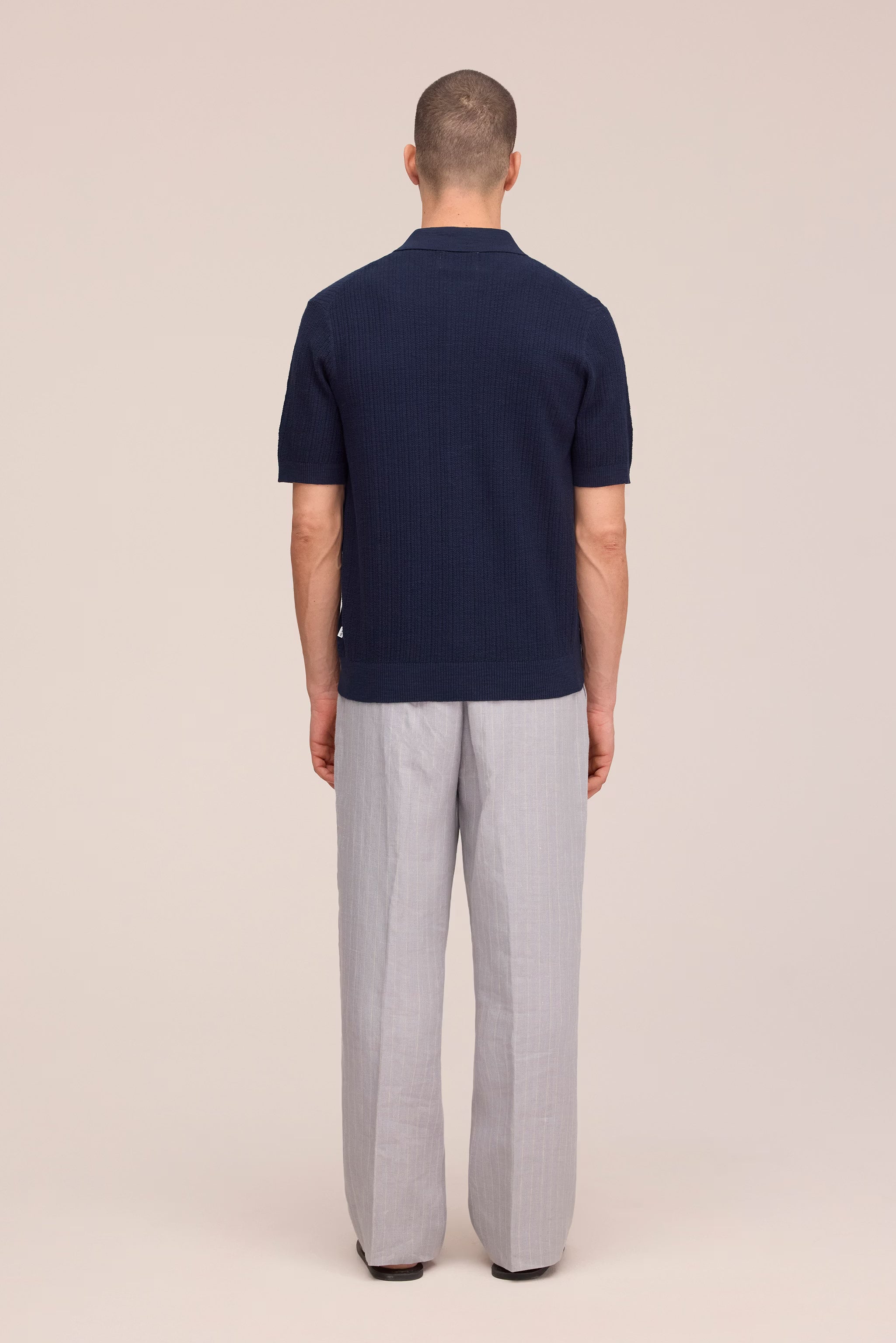Nolan - Ribbed Organic Cotton Cardigan - Navy Blue