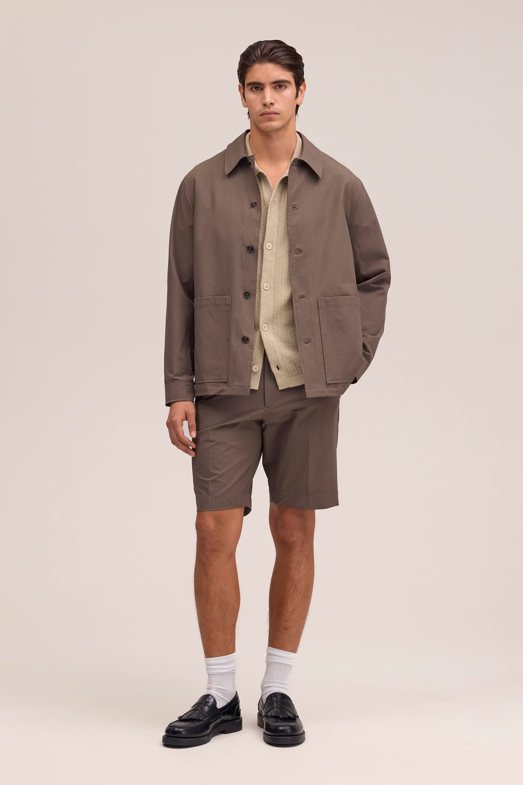 Blaze Seersucker Overshirt - Mable Husk