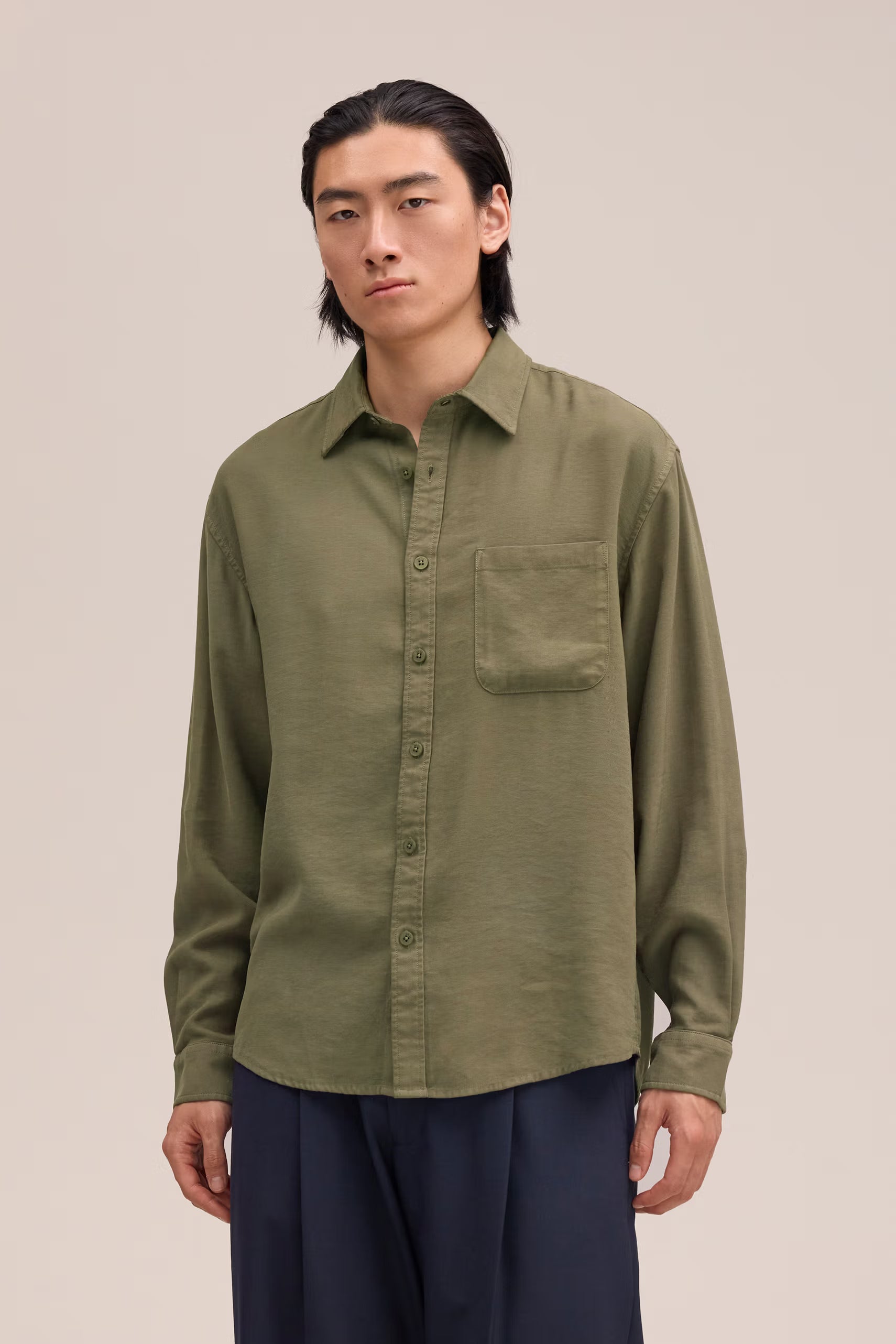 Deon - Drapey Viscose Blend Shirt - Capers