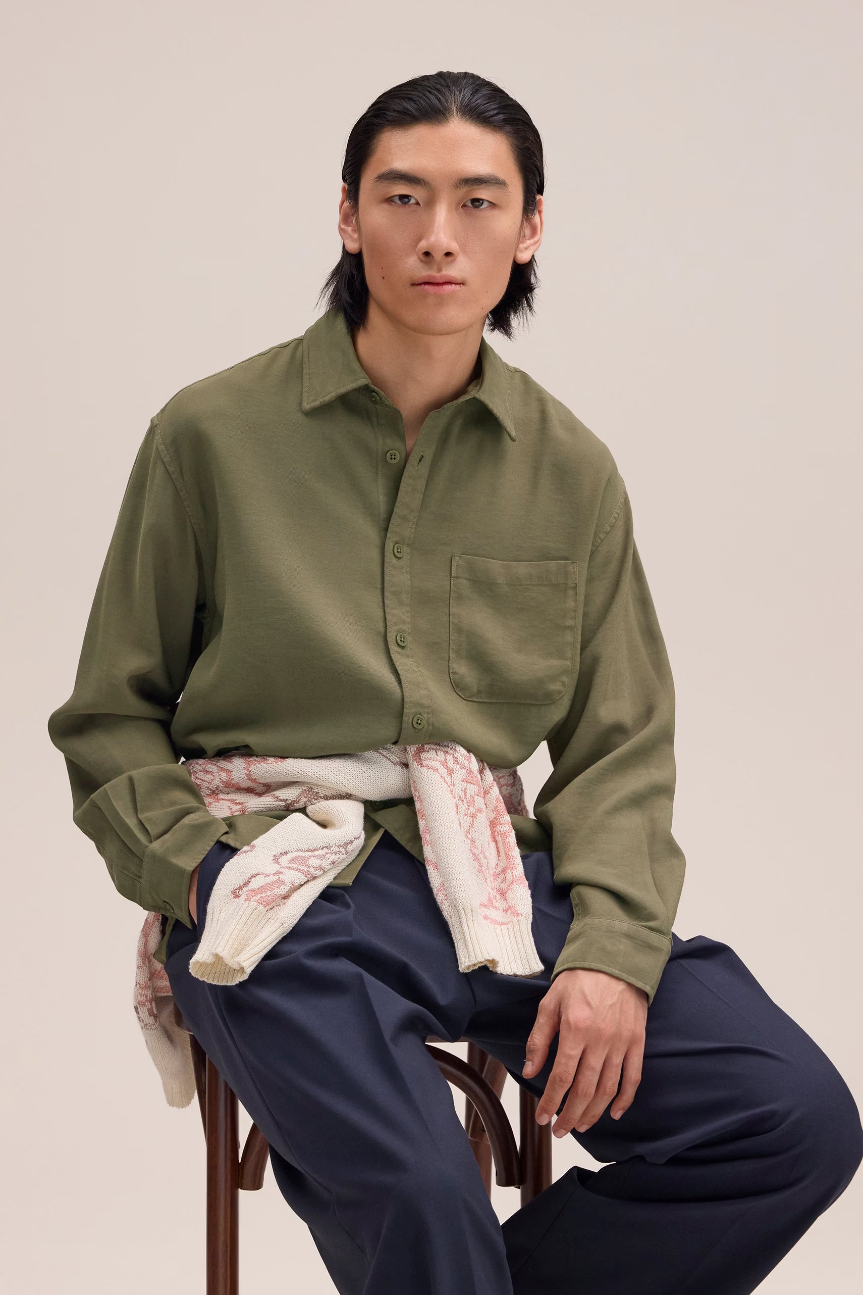 Deon - Drapey Viscose Blend Shirt - Capers