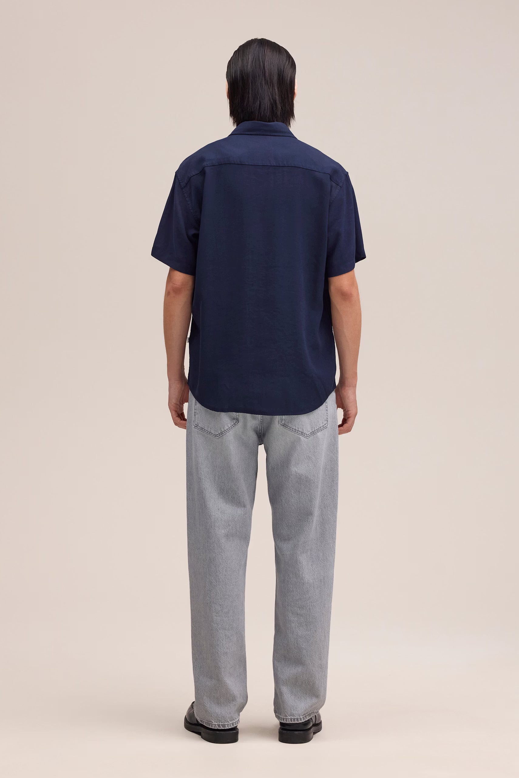 Deon - Drapey Viscose Blend Shirt - Navy Blue