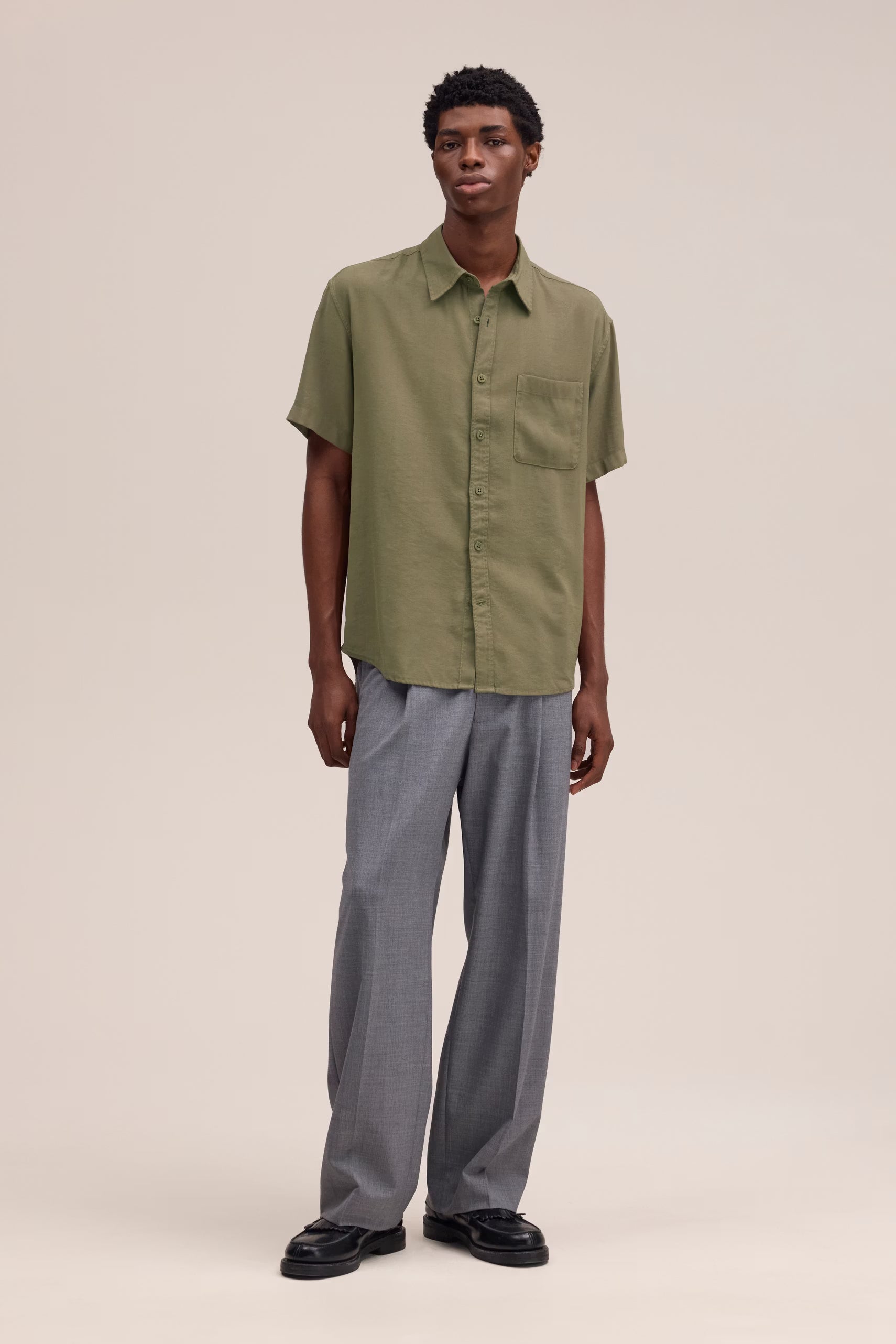 Deon - Drapey Viscose Blend Shirt - Capers