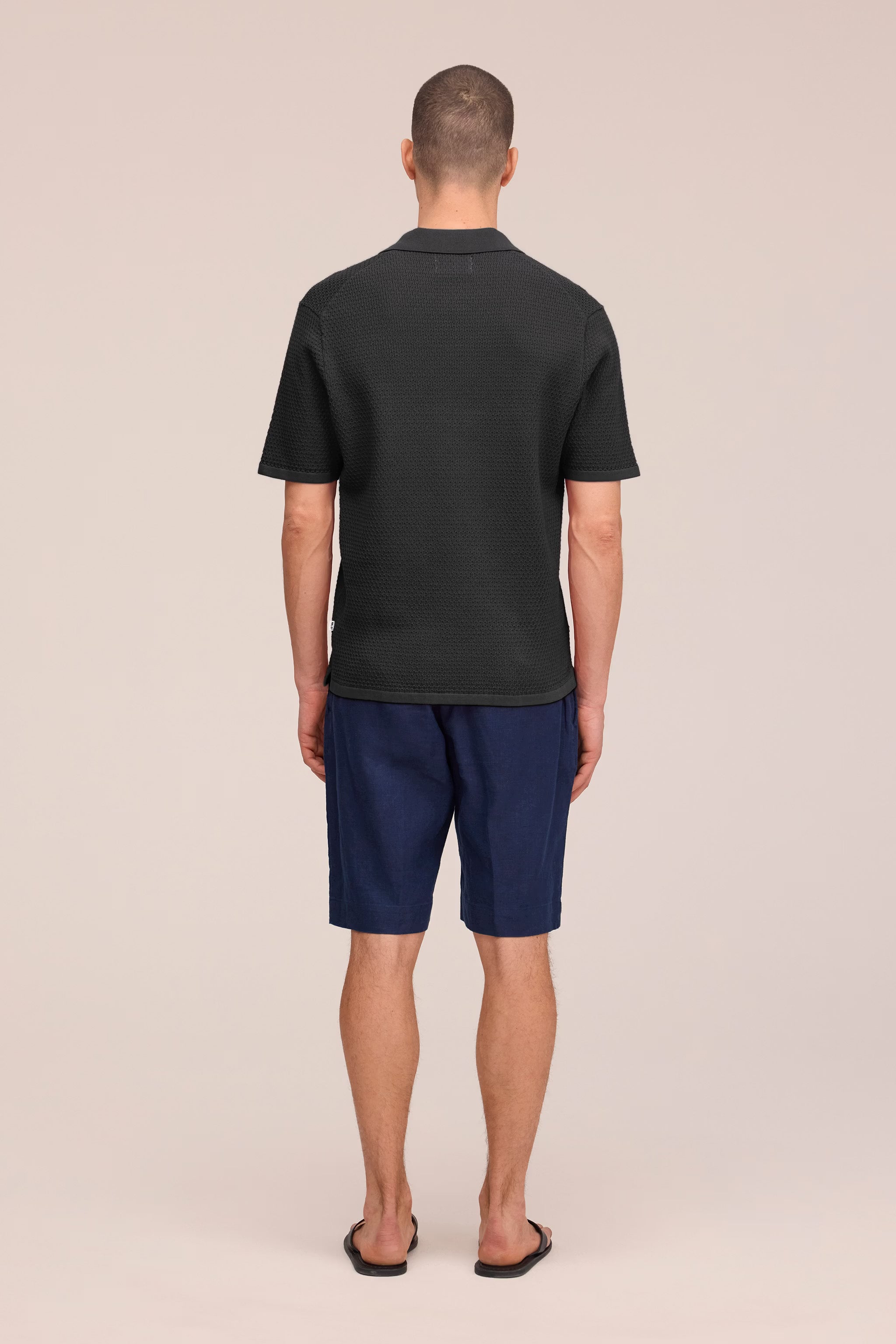 Paul - Textured Stitch Polo - Black