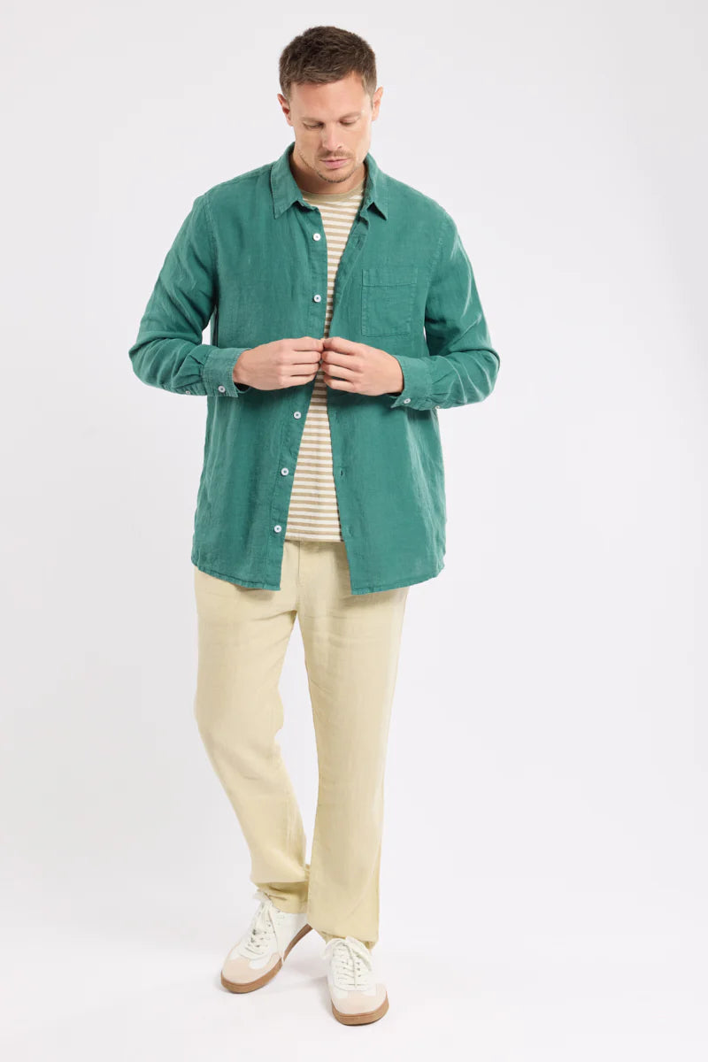 Comfort Fit Shirt - Linen - Ivy