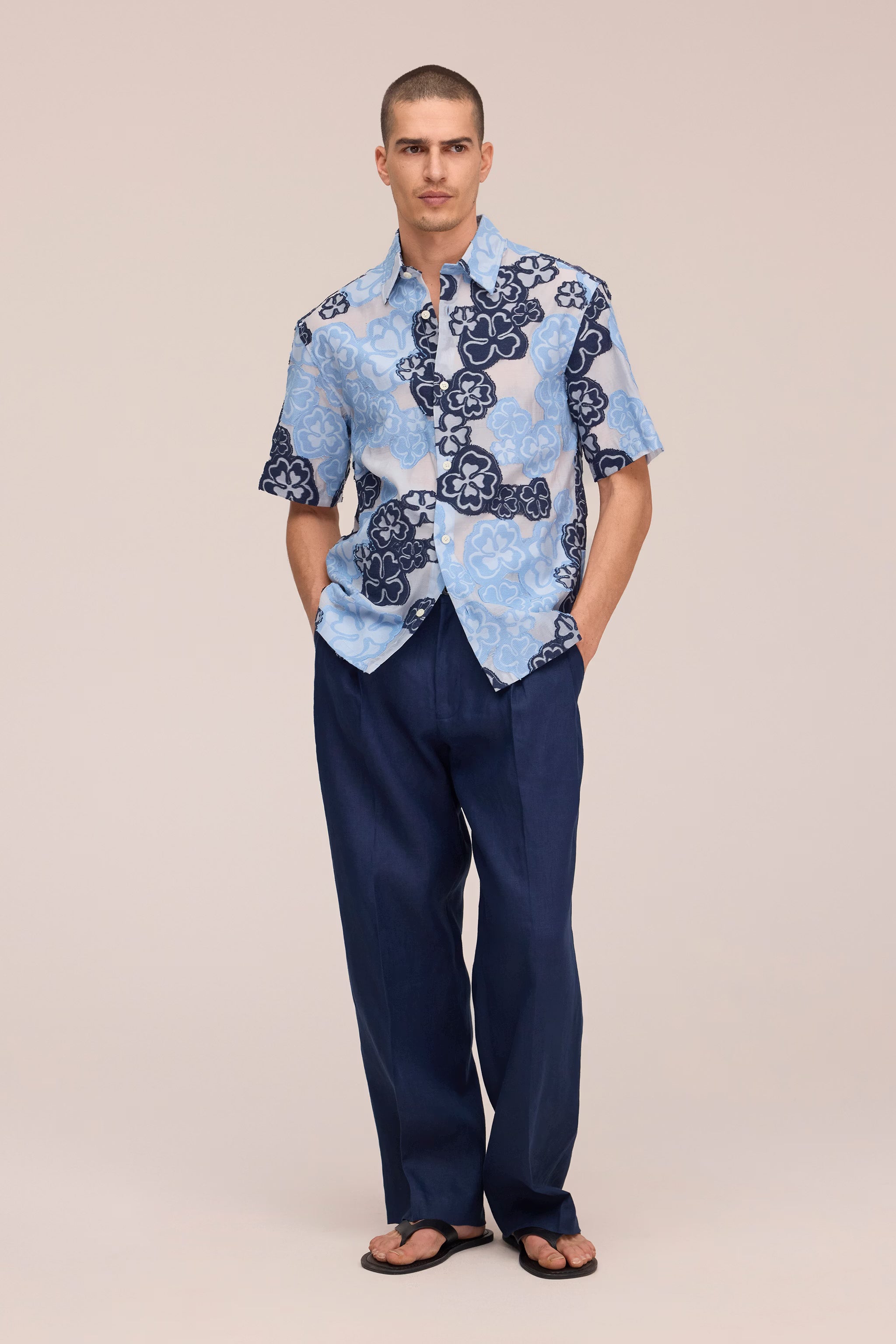 Freddy - Fil-Coupé Jacquard Shirt - Blue Multi