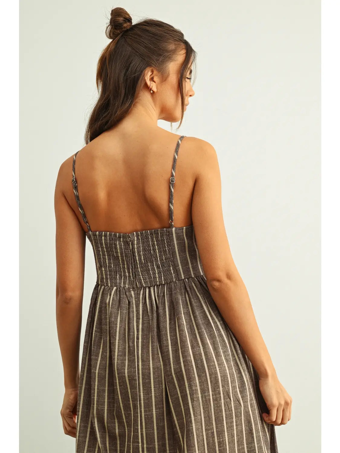Striped Sleeveless Maxi Dress - Brown/Beige