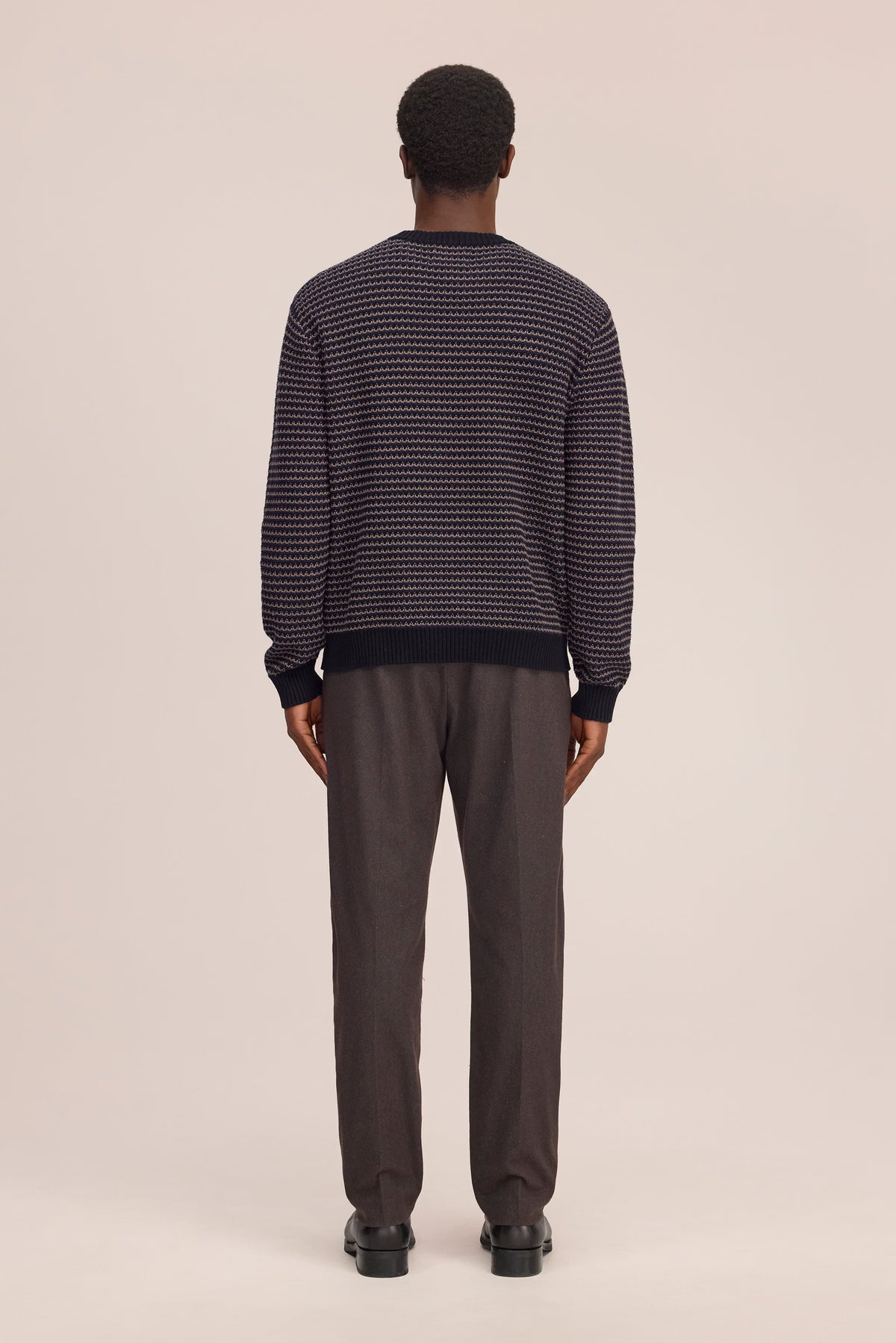 Russell Textured Stitch Sweater - Navy Multi