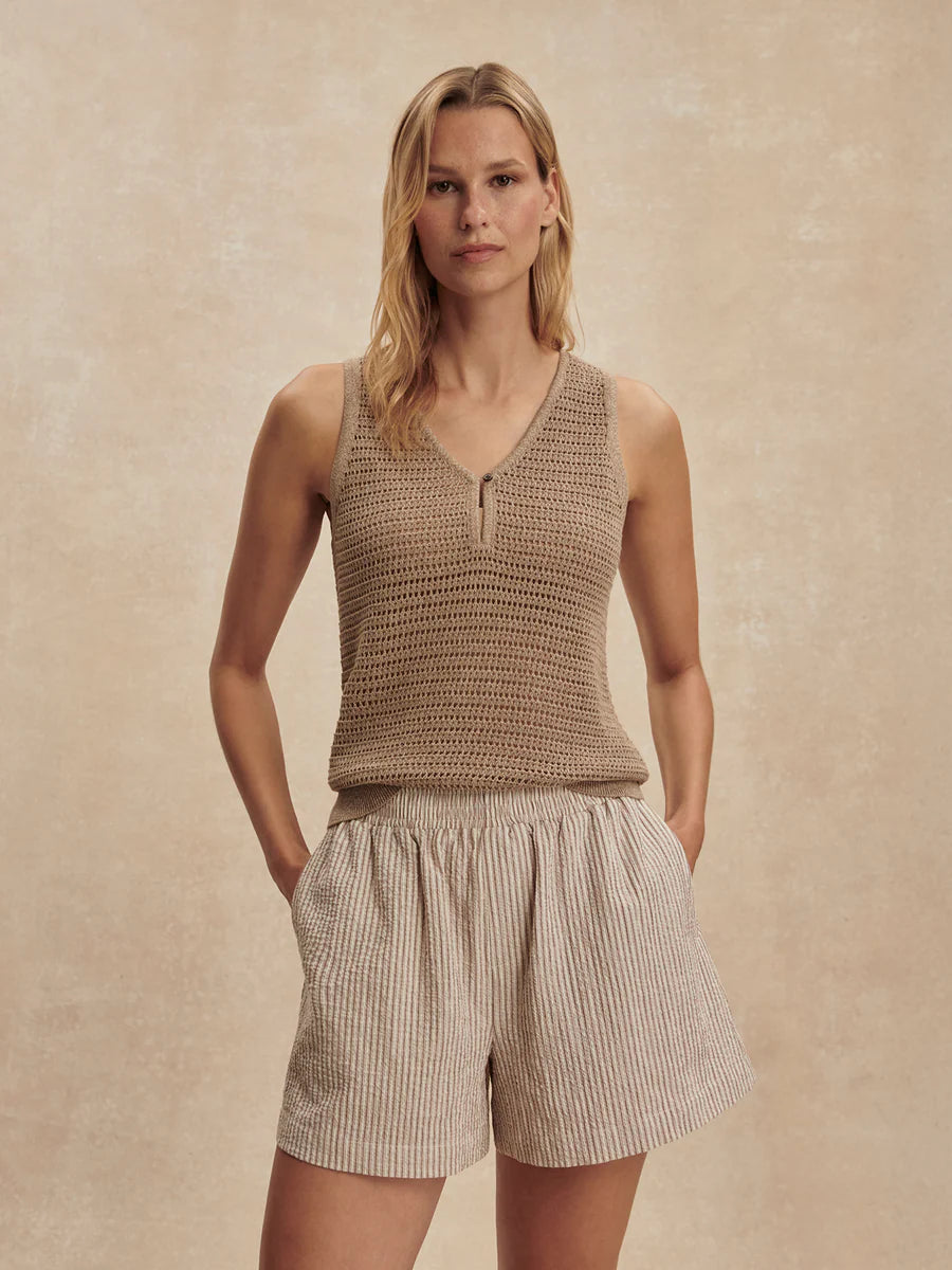 Darina Short 4" - Birch Taupe Stripe