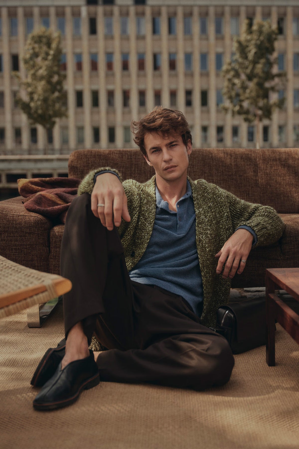 Gavin - Relaxed Fit Wool Blend Polo - Harbor Night