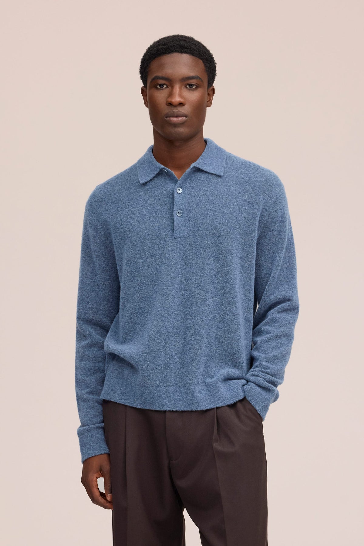 Gavin - Relaxed Fit Wool Blend Polo - Harbor Night