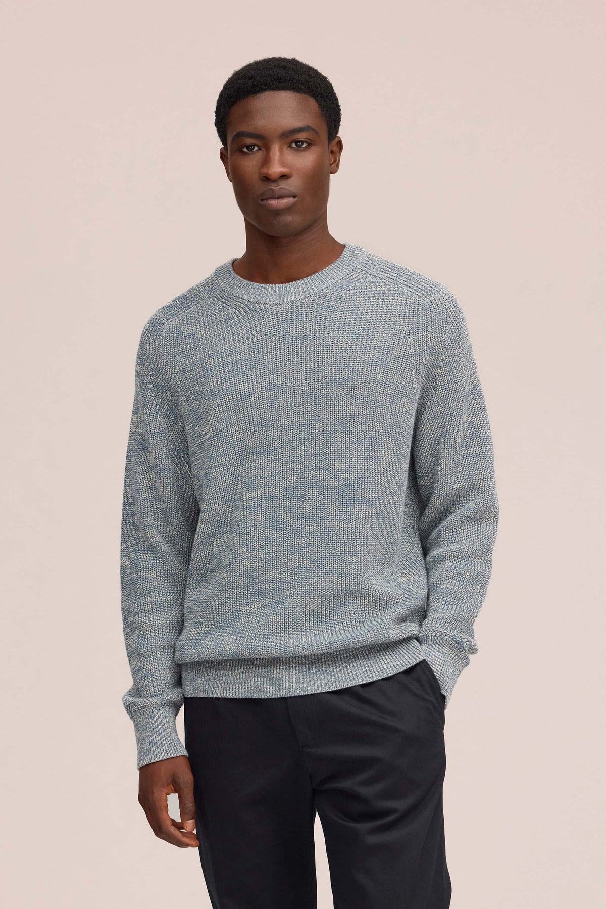 Evan - Organic Cotton Crew Neck Sweater - Concrete Sky