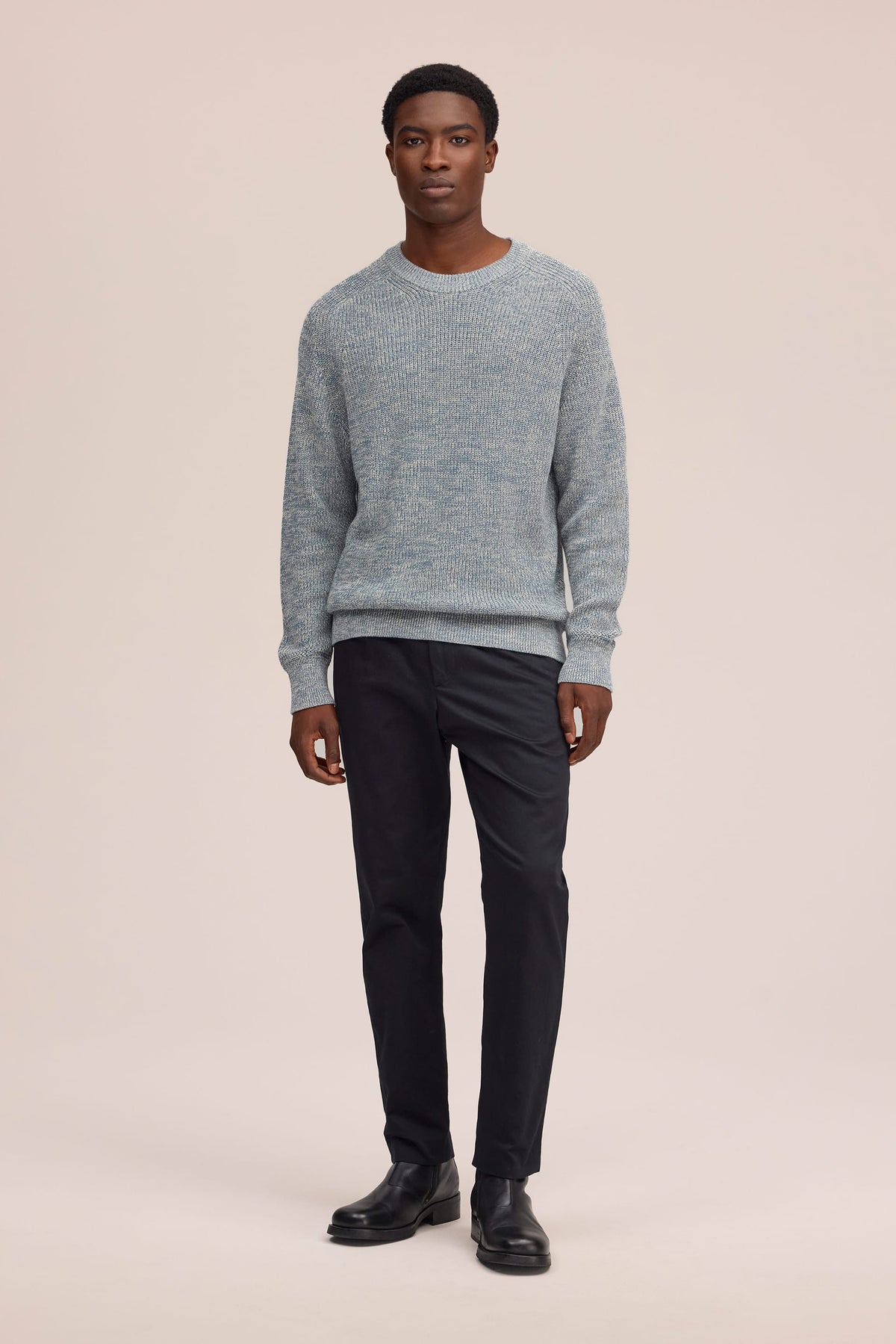 Evan - Organic Cotton Crew Neck Sweater - Concrete Sky