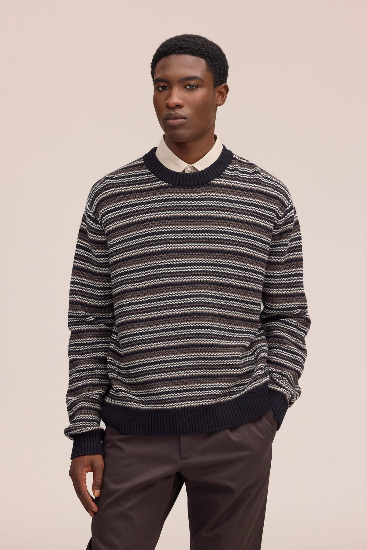 Russell Textured Stitch Sweater - Black Stripe