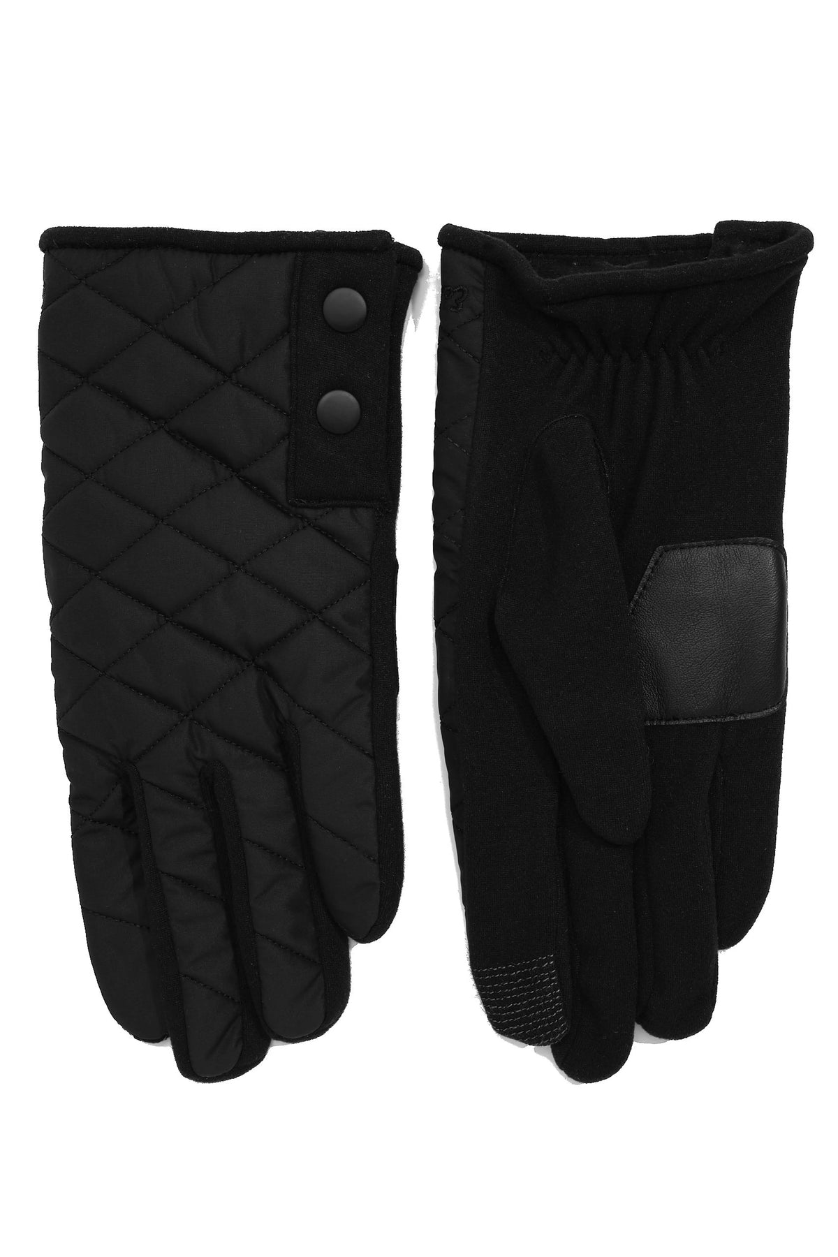 Layered Top Quilted Gloves - Black