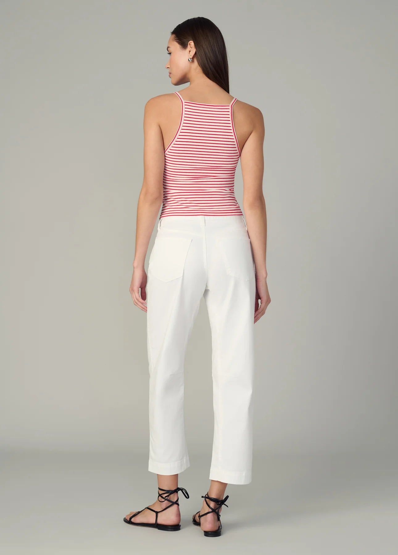 The Everyday Tank - White/Cherry Red Stripe