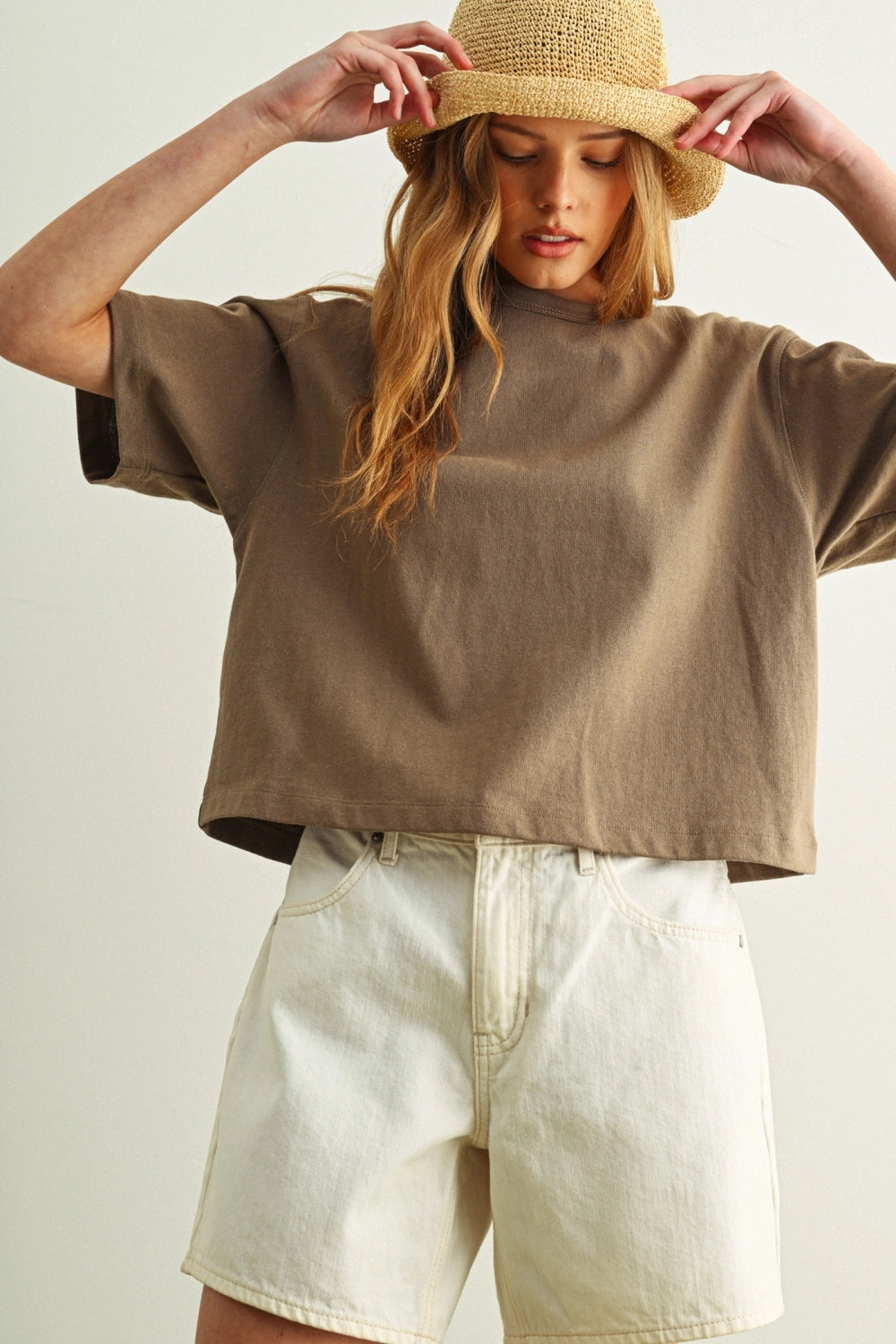 Boxy Linen Tee - Olive