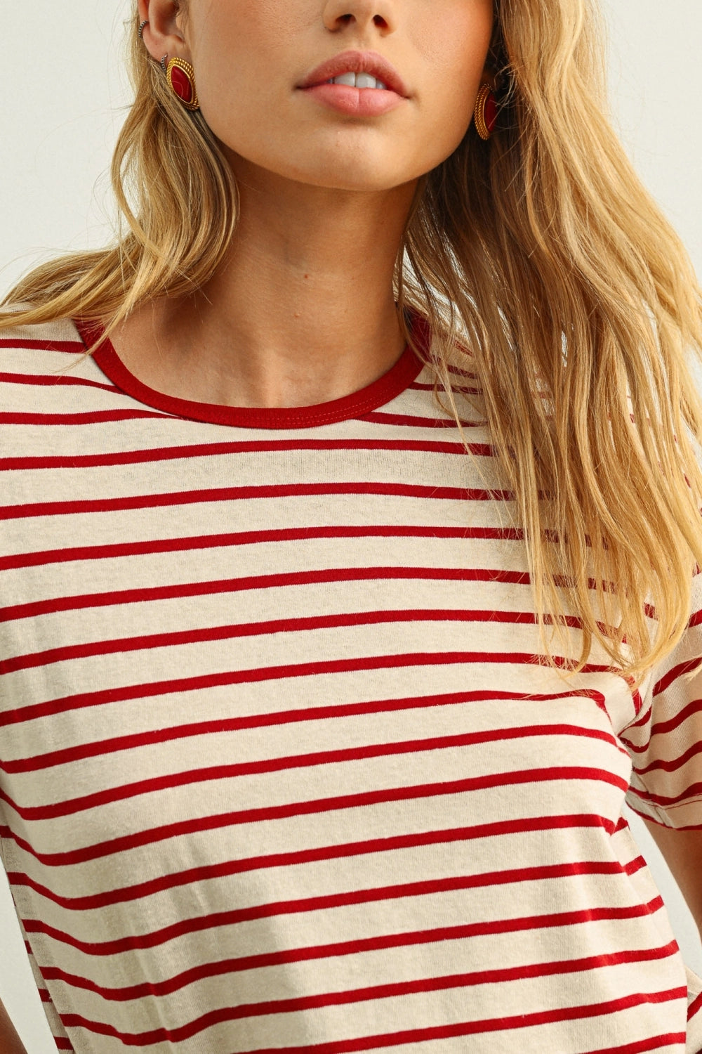 Striped Ringer Tee - Red