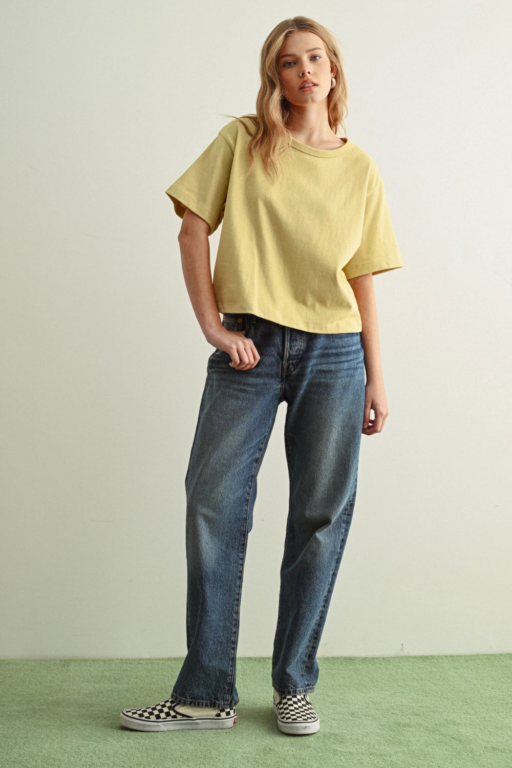 Boxy Linen Tee - Lemon