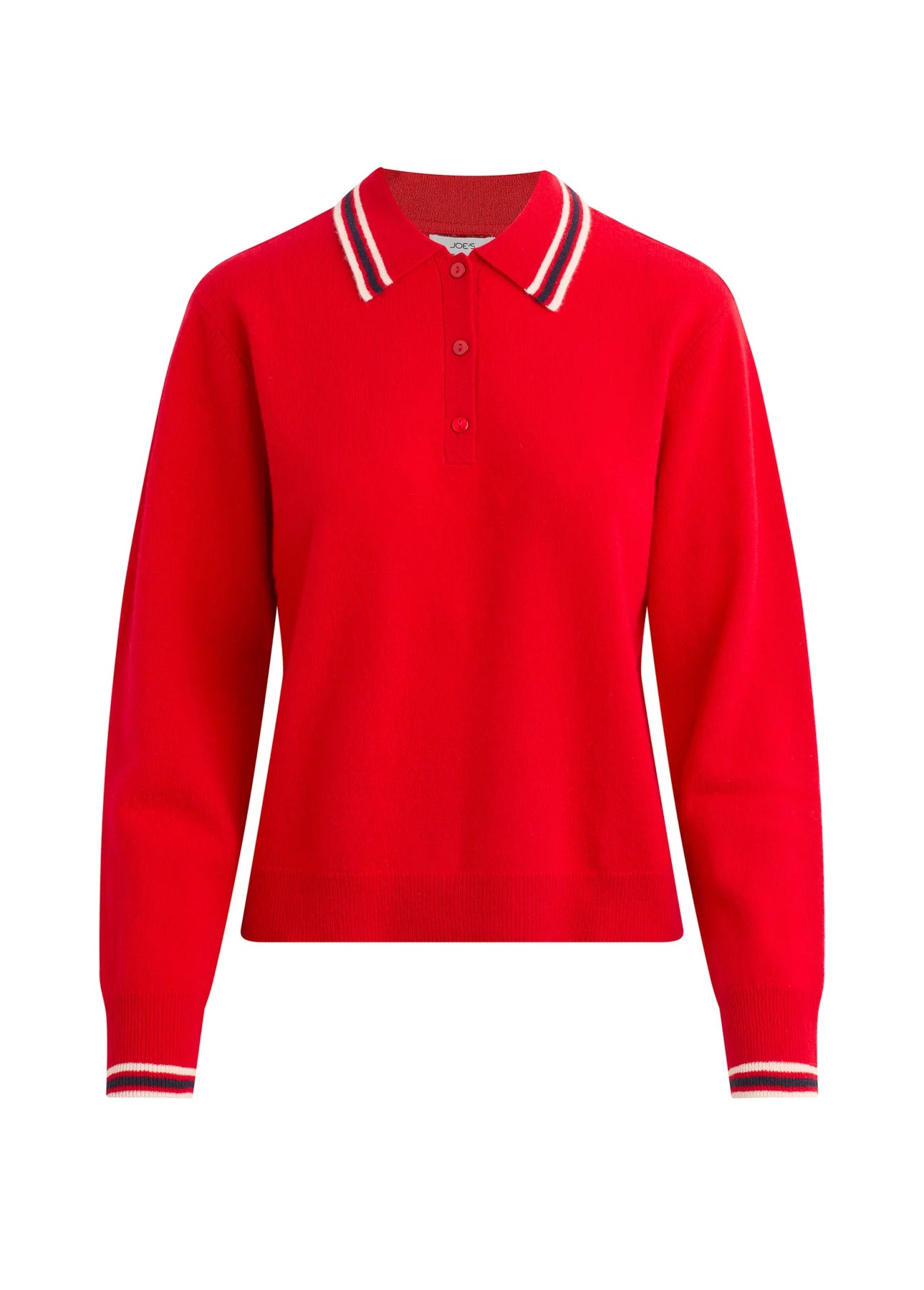 The Long Sleeve Cashmere Polo - Cherry Red