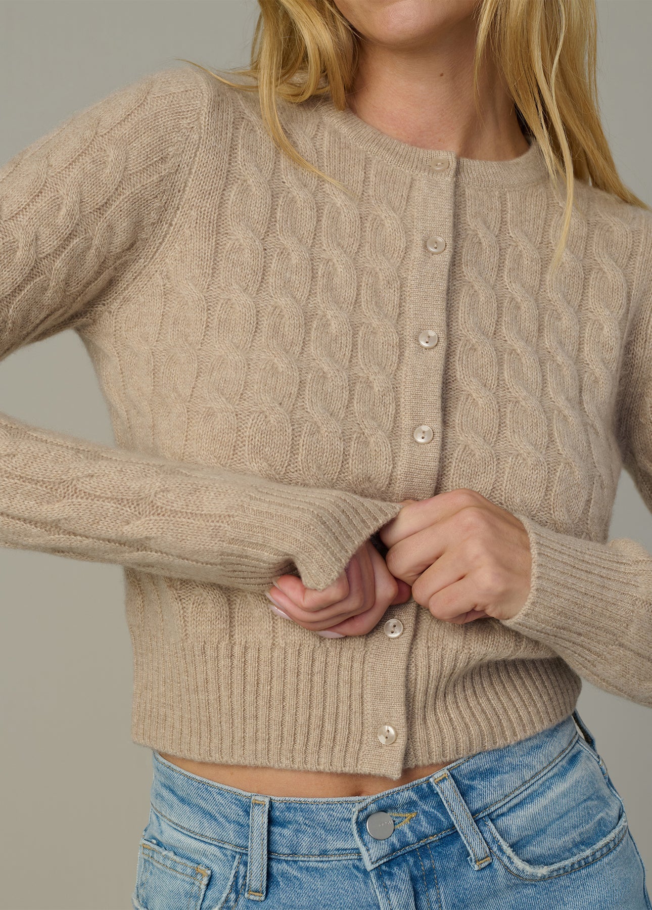 The Cable Dani Cashmere Cardigan - Oatmeal