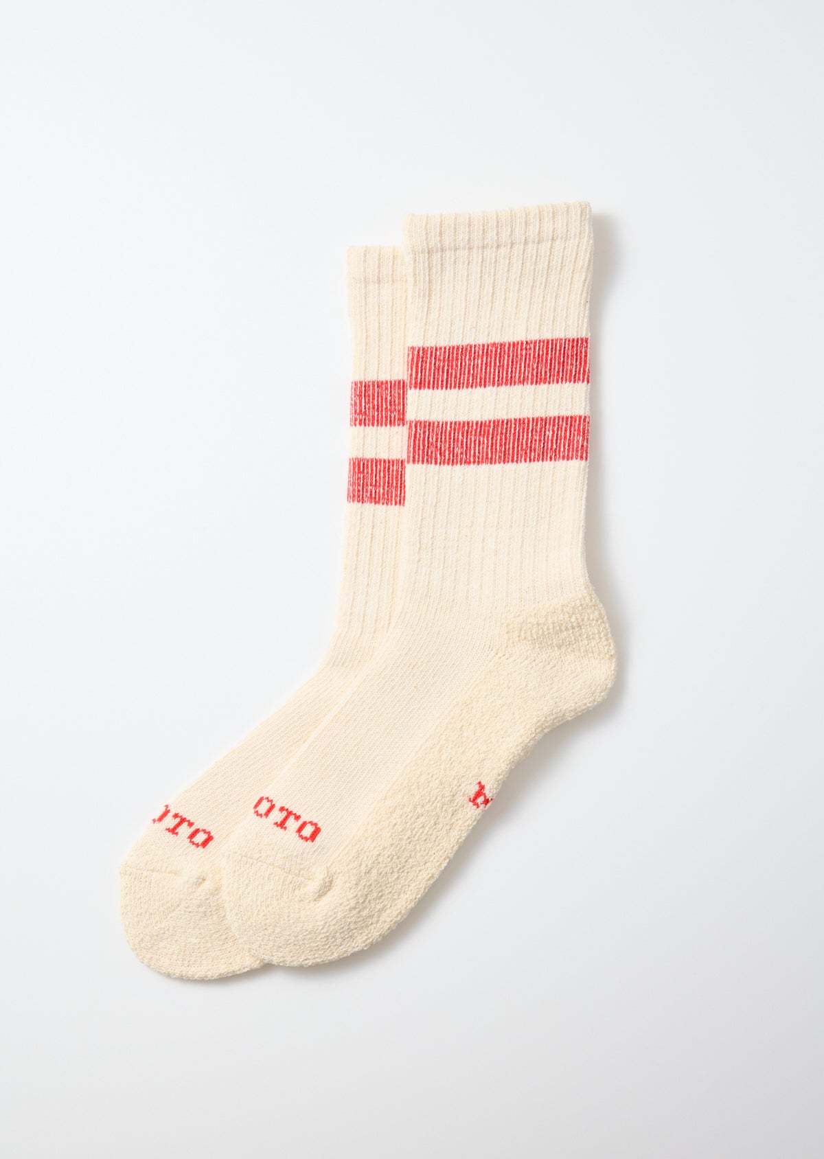 Pile Stripe Marl Socks - Ivory/Red