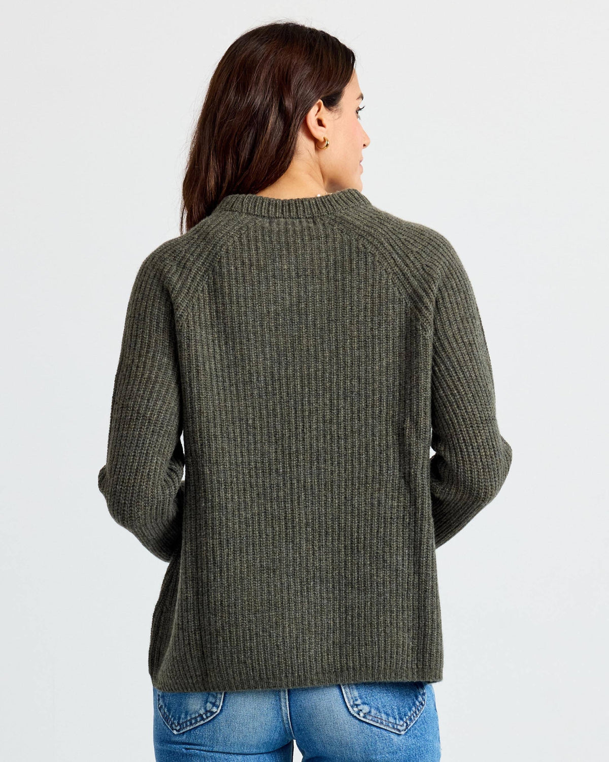 Cashmere Fisherman Crew - Dark Olive