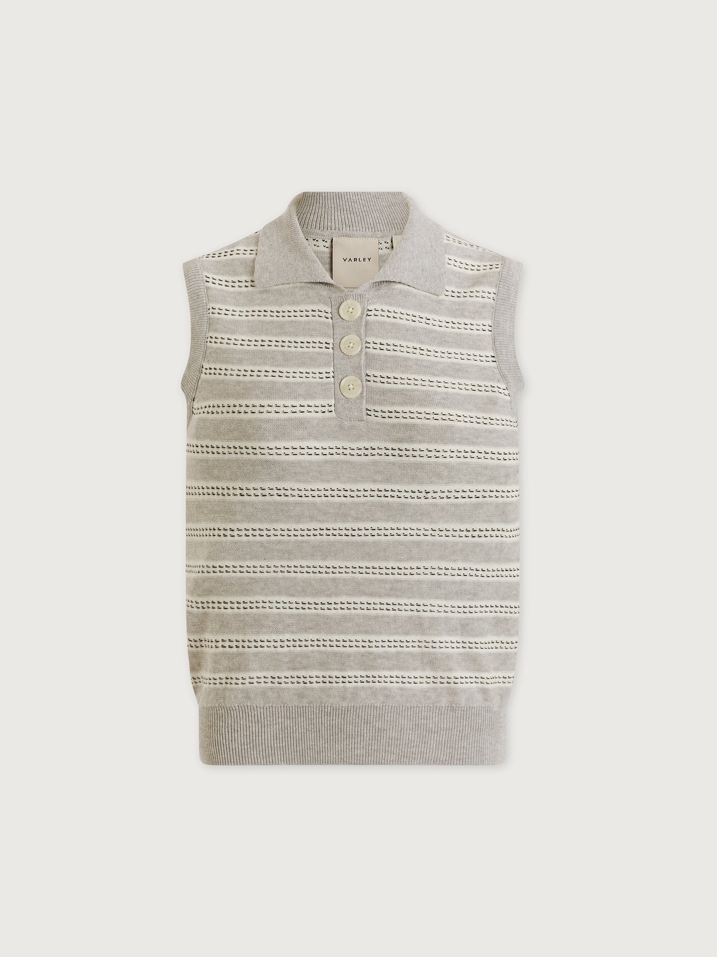 Dannah Knit Stripe Top - Light Grey Marl