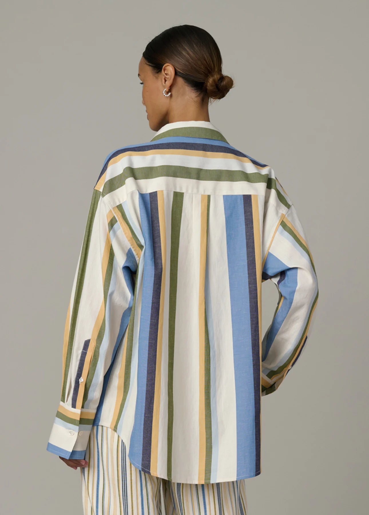 The Boyfriend Button Down Shirt - Azure Variegated Stripe