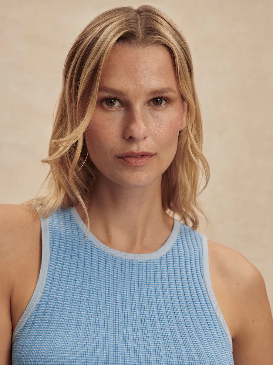 Hanson Rib Knit Tank - Mist Blue