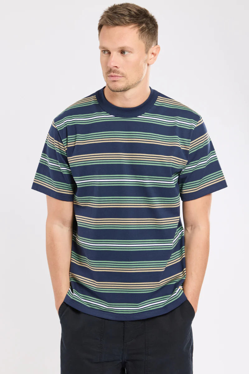 Heritage Striped T-Shirt - Organic Cotton - Marine Deep / Ivy / Treehouse