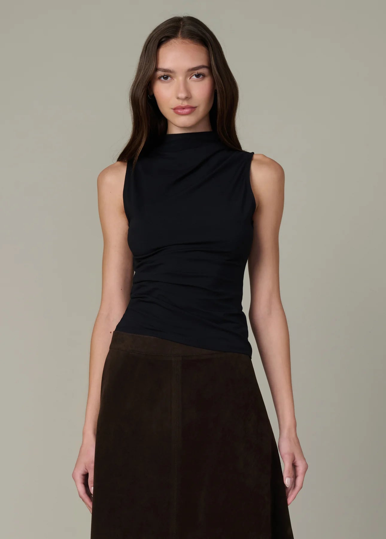 The Dove Draped Sleeveless Top - Black