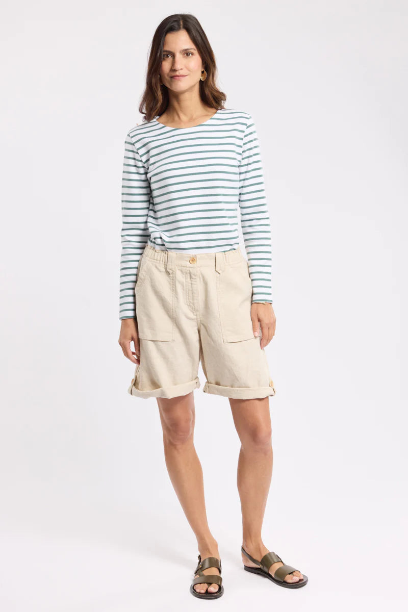 Elastic Waist Bermuda Shorts - Naturel