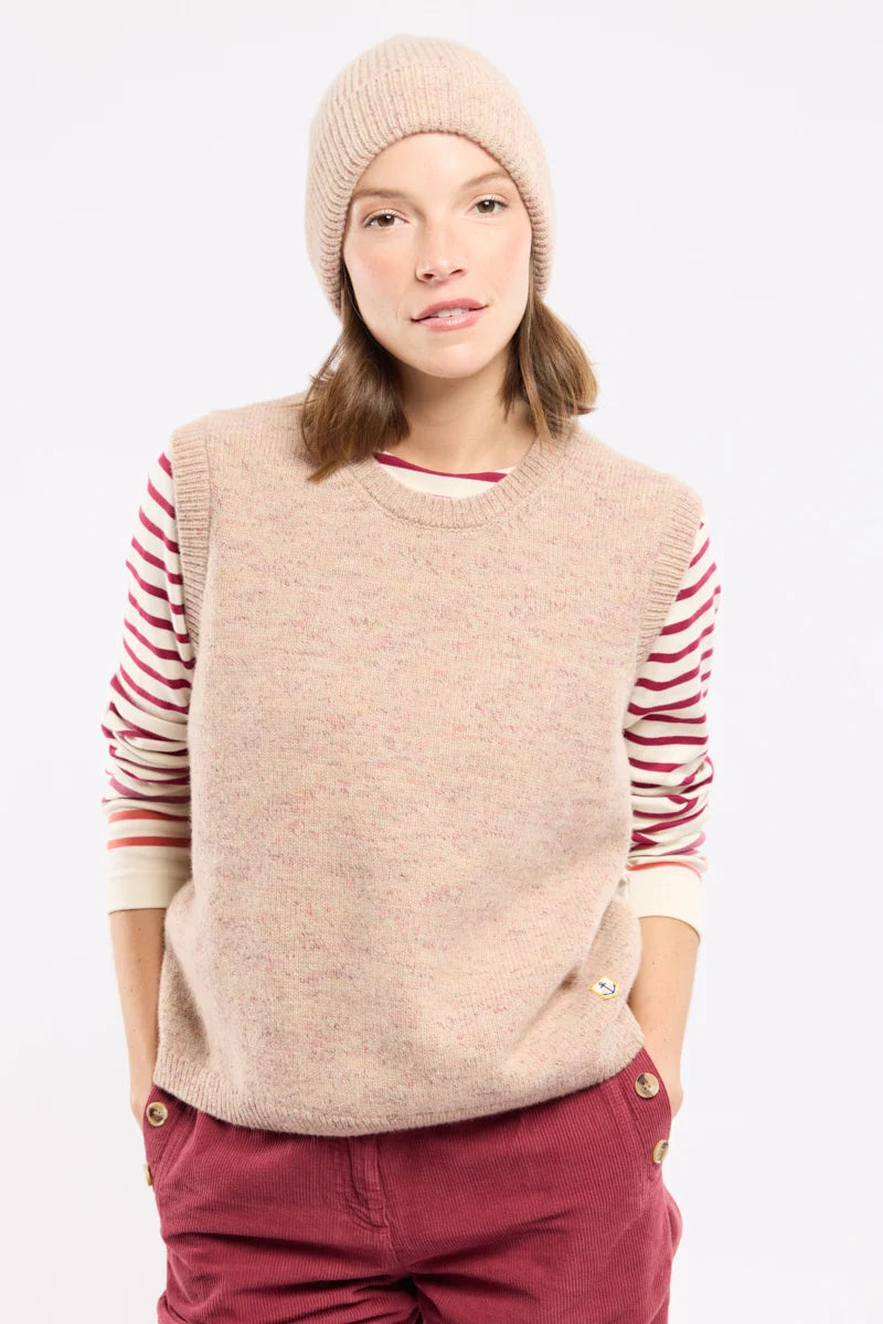 Héritage Sleeveless Sweater - Wool - Irish Cream Print