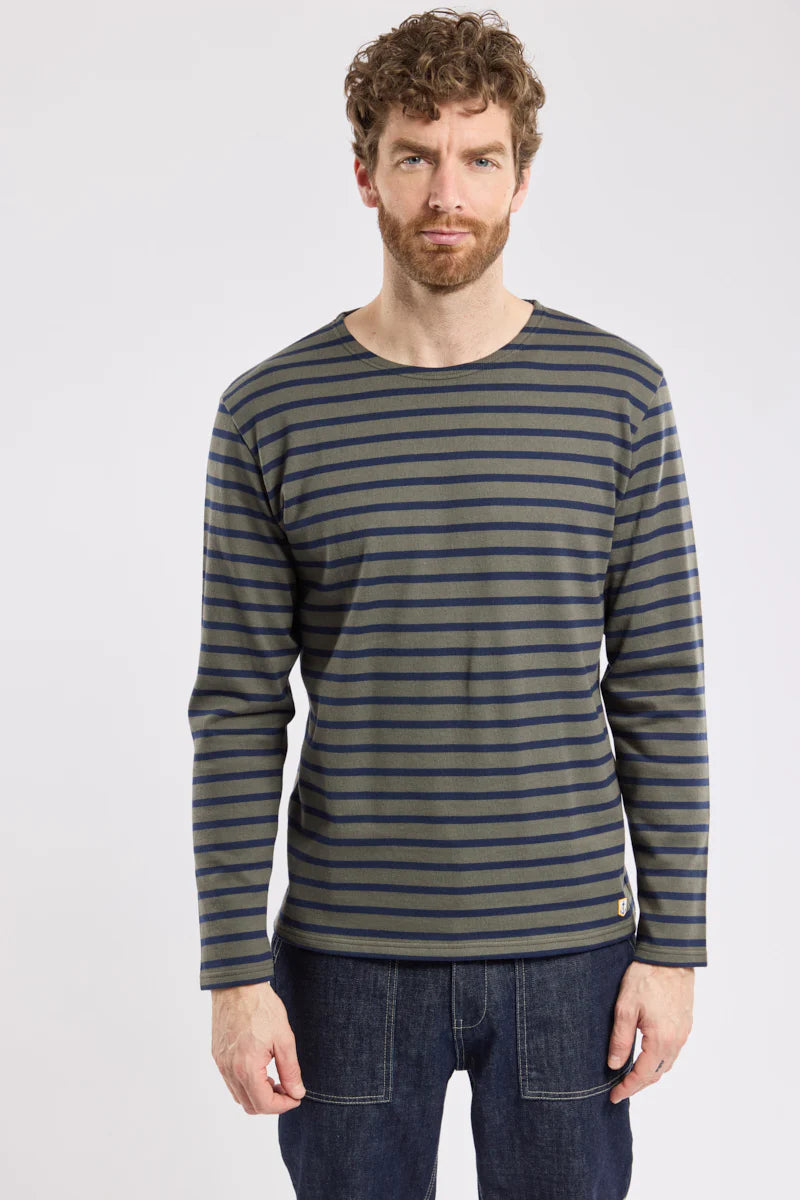 Breton Striped Shirt - Rustic Organic Cotton - Treehouse / Marine Deep