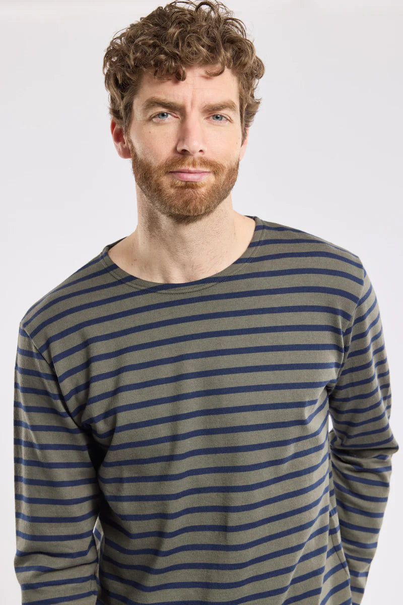 Breton Striped Shirt - Rustic Organic Cotton - Treehouse / Marine Deep