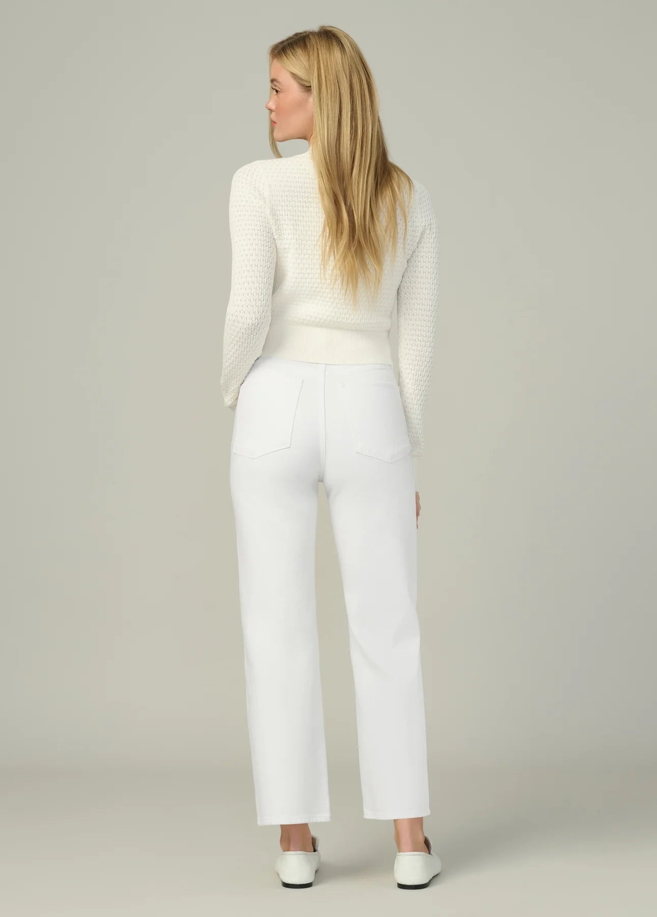 The Margot Crop - High Rise Straight - White