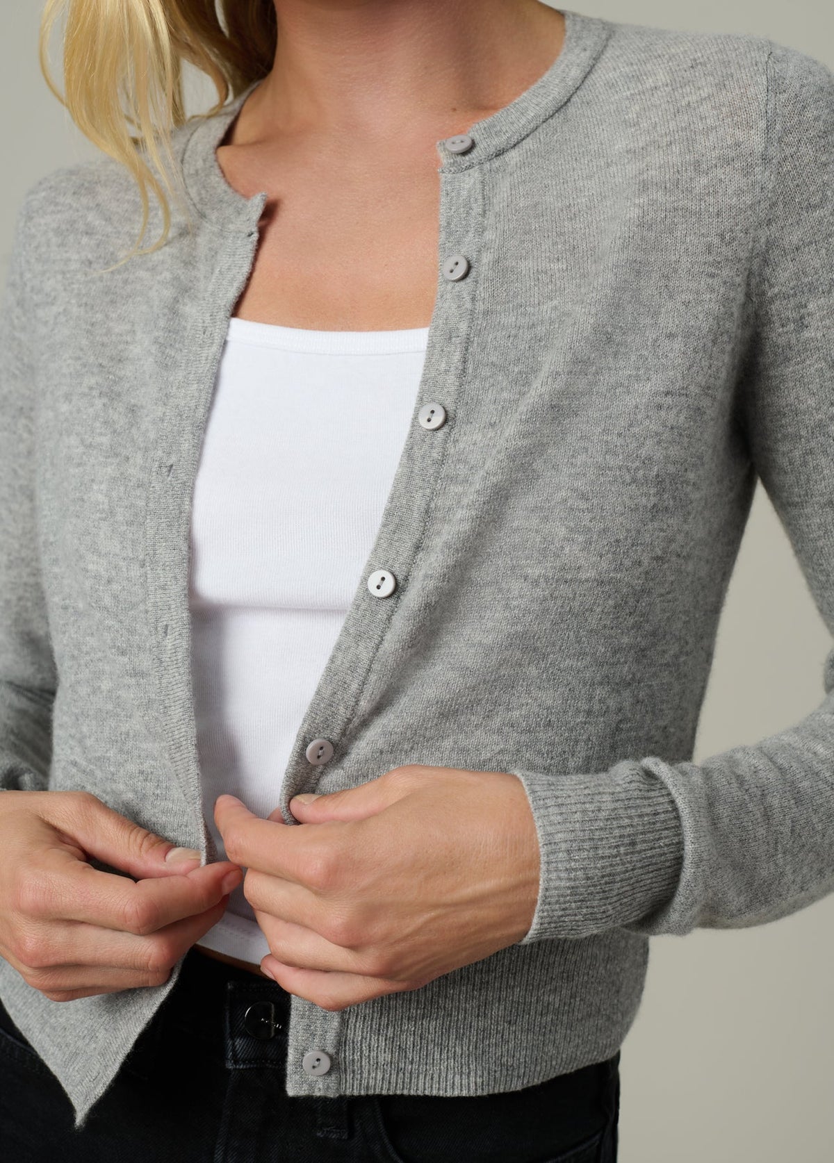 The Dani Cashmere Cardigan - Heather Grey