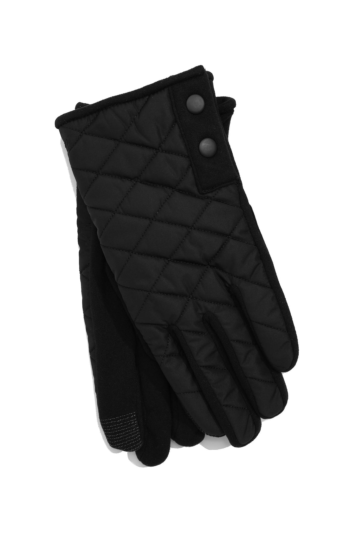 Layered Top Quilted Gloves - Black